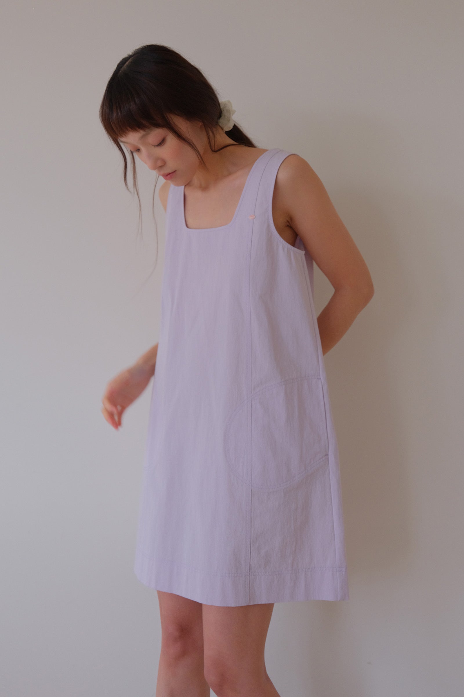 MOUI PASTEL STITCH MINI DRESS _PALE PURPLE