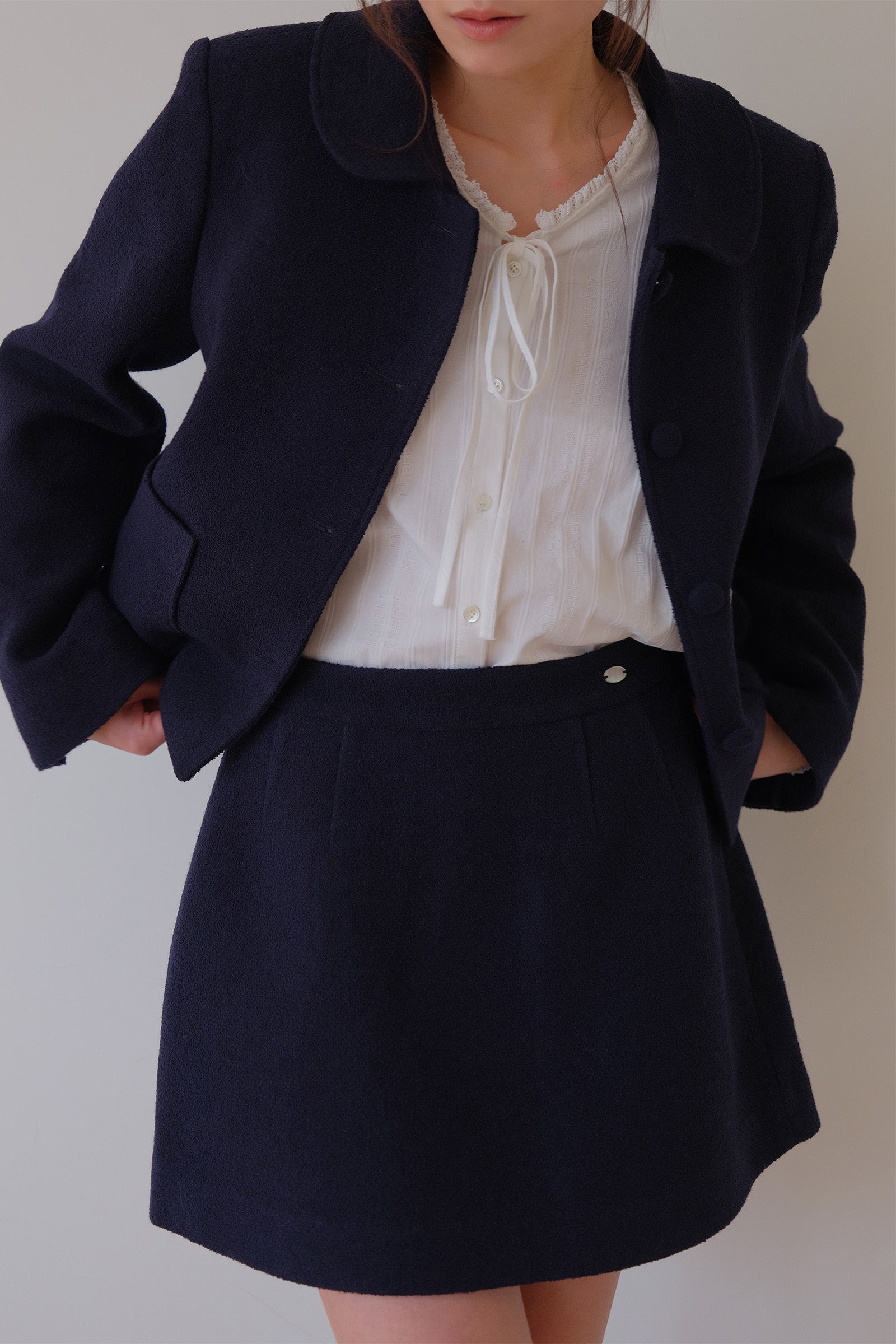 MOUI BOUCLE TWEED SKIRT _BLEU MARINE