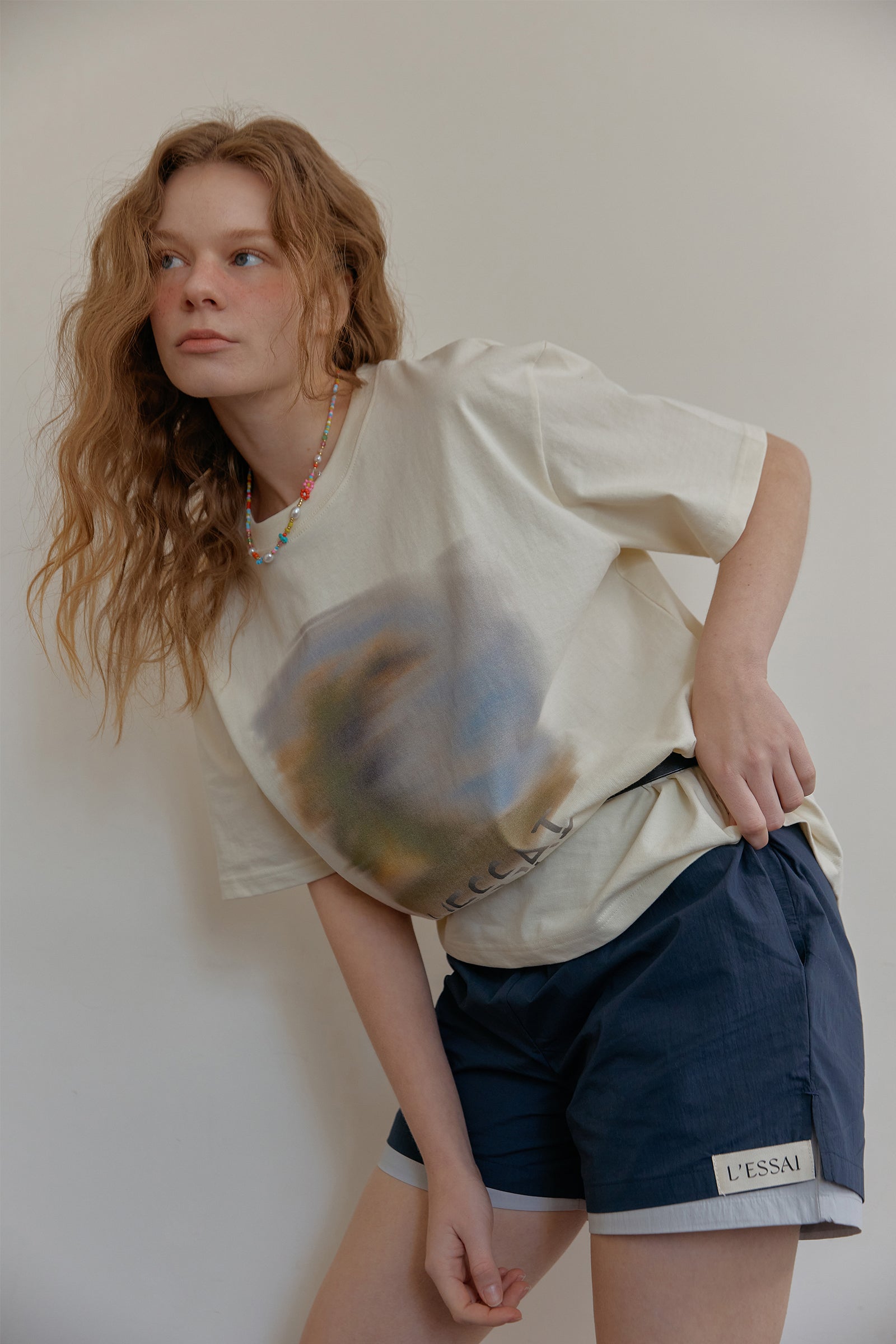 COLOR POINTED BANDING SHORTS_BLEU MARINE