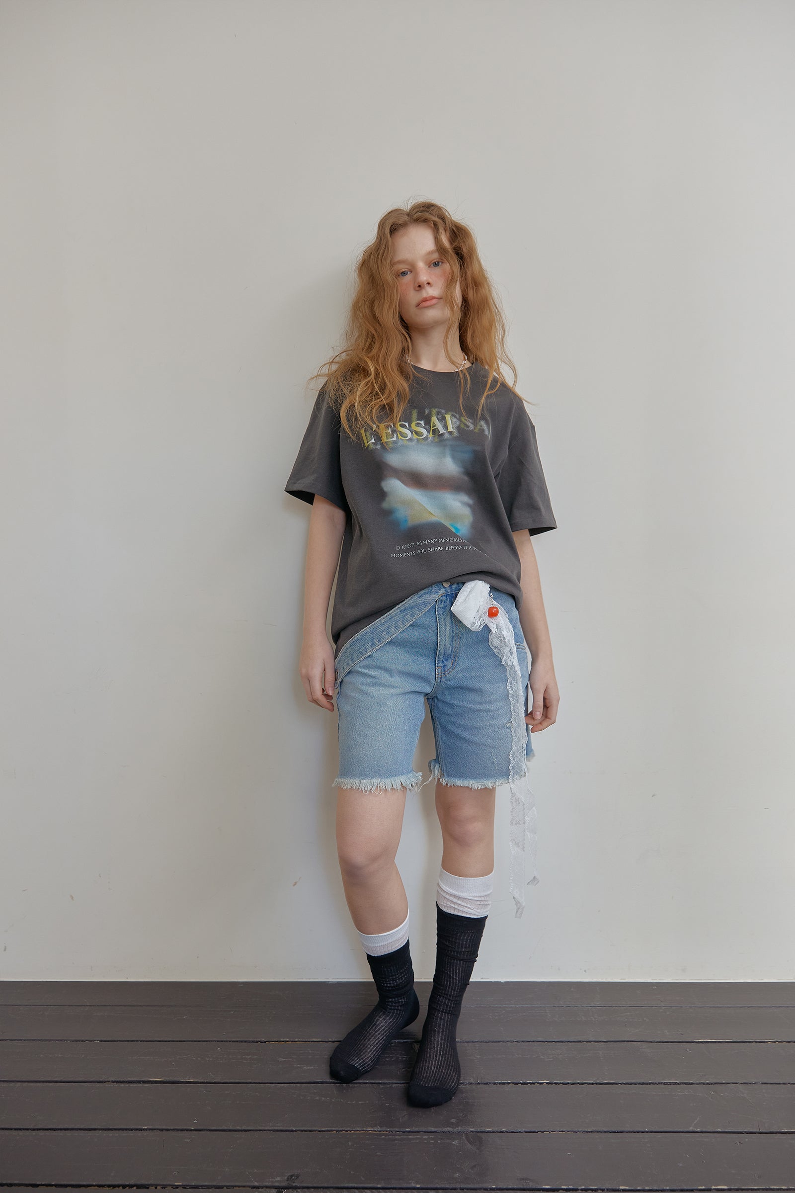 BELT DETAIL DENIM SHORTS_BLEU