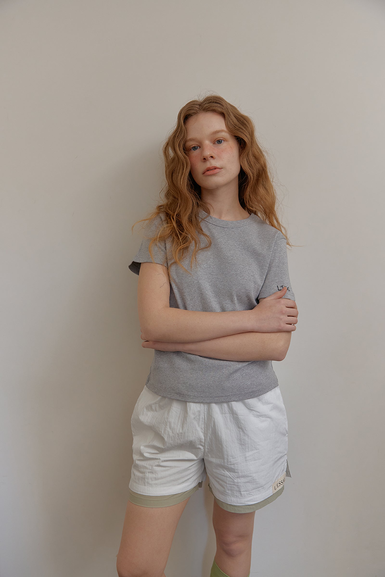COLOR POINTED BANDING SHORTS_BLANC