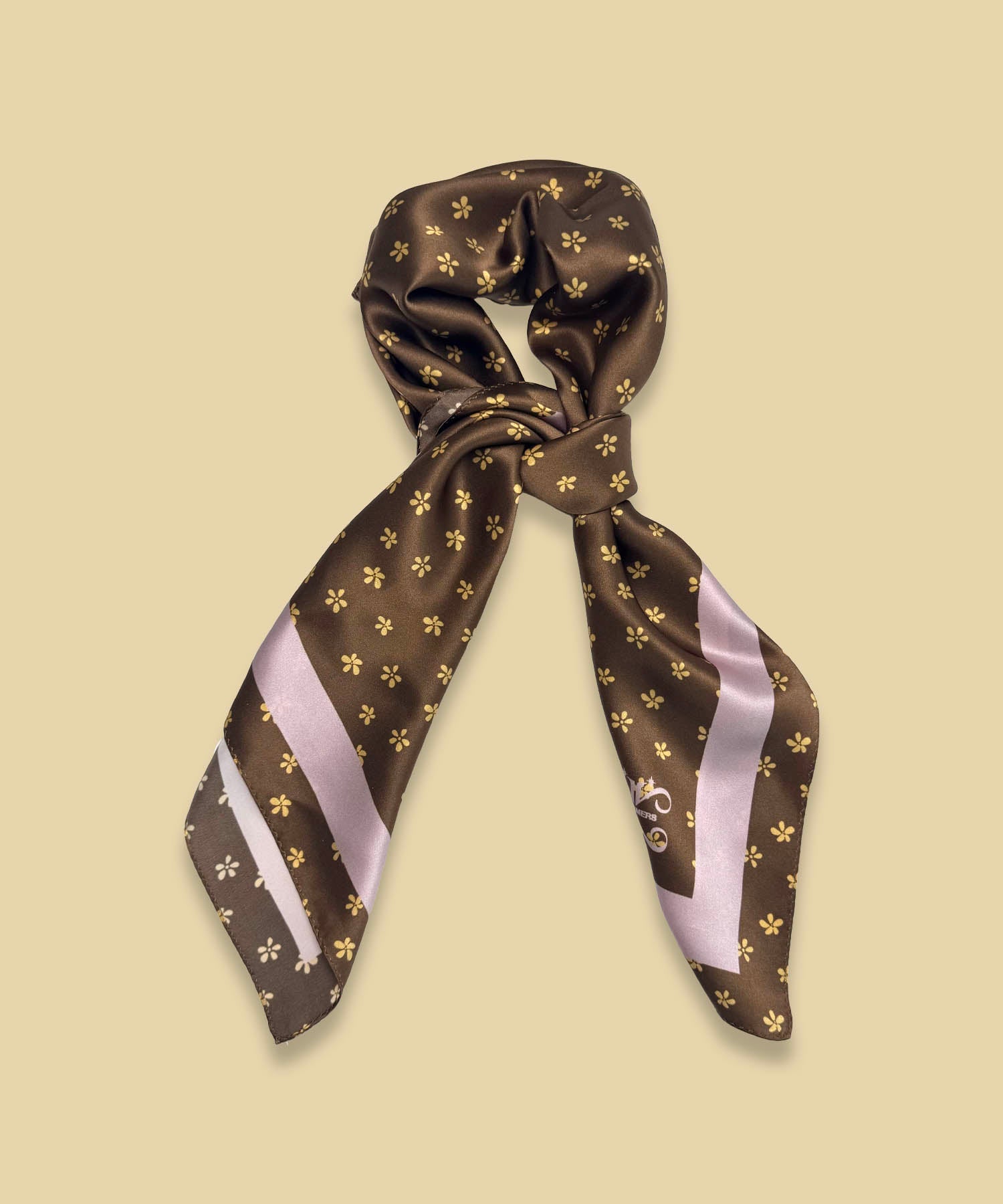 FLEUR GARDEN SILK SCARF_MARRON