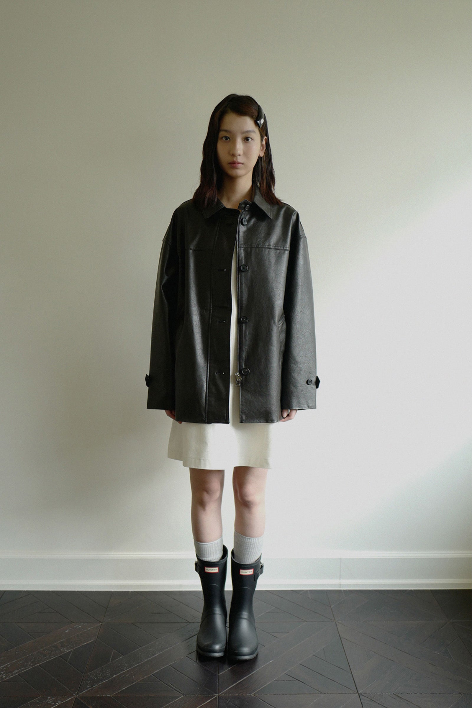 MOUI HALF LEATHER JACKET _NOIR
