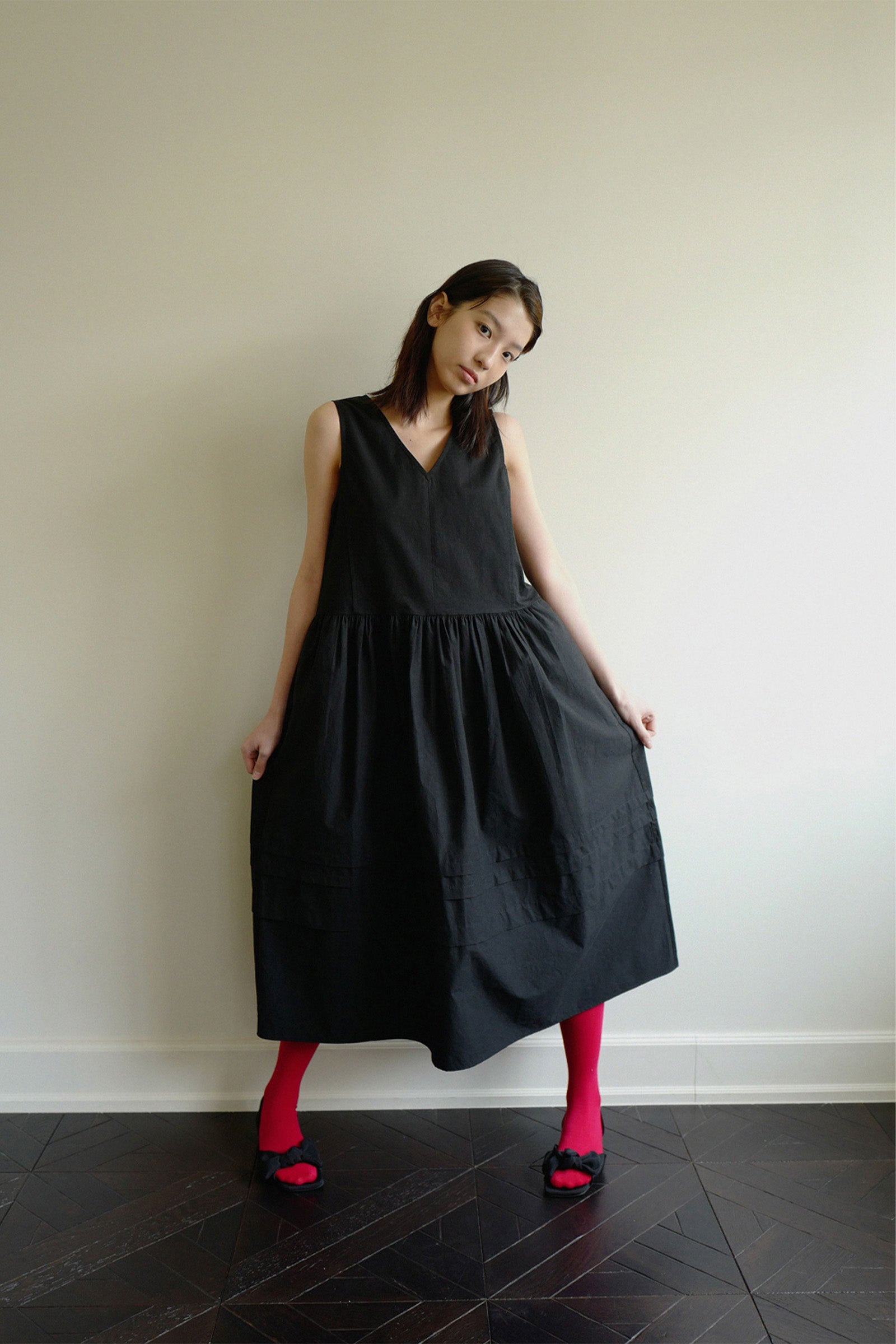 MOUI ROSY MAXY SHIRRING DRESS _NOIR