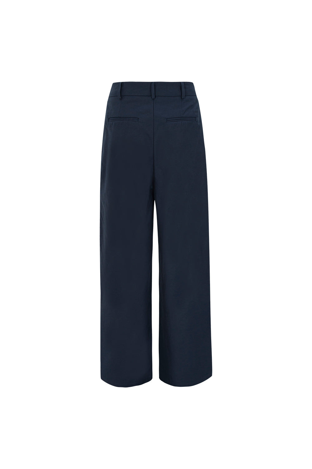 OCTOBER SECOND, PANTALON PINTUCK EN COTON_BLEU MARINE