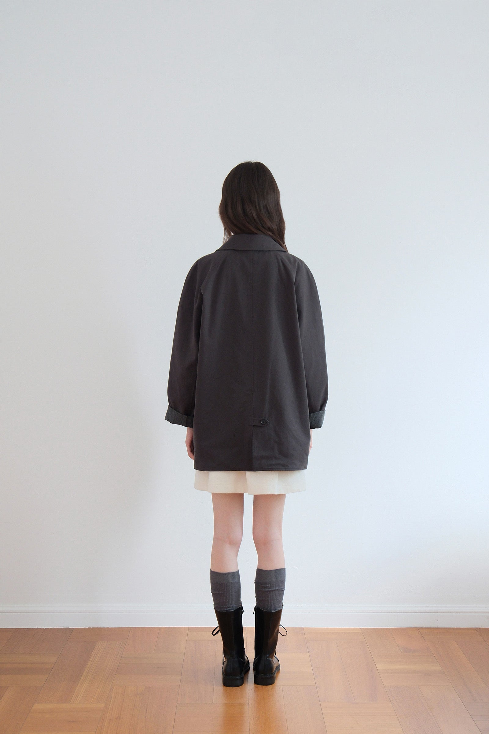 REVERSIBLE HALF COAT_CHARCOAL