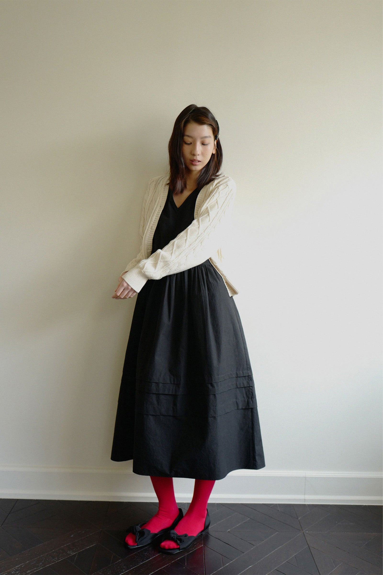 MOUI ROSY MAXY SHIRRING DRESS _NOIR