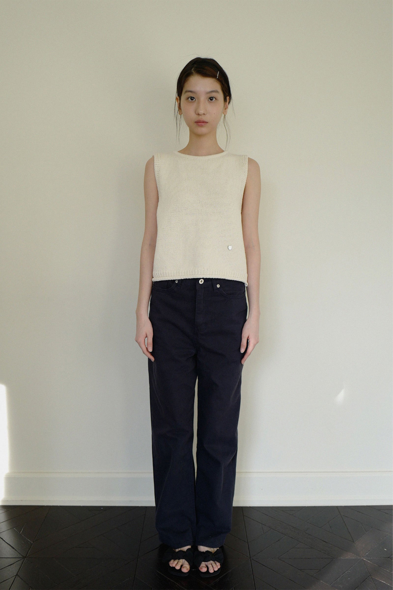 MOUI RIBBON STRAP OPEN VEST _CRÈME