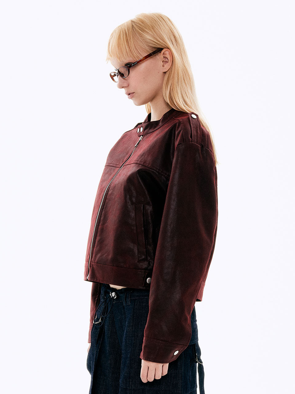 Suede Biker Jacket_Rouge