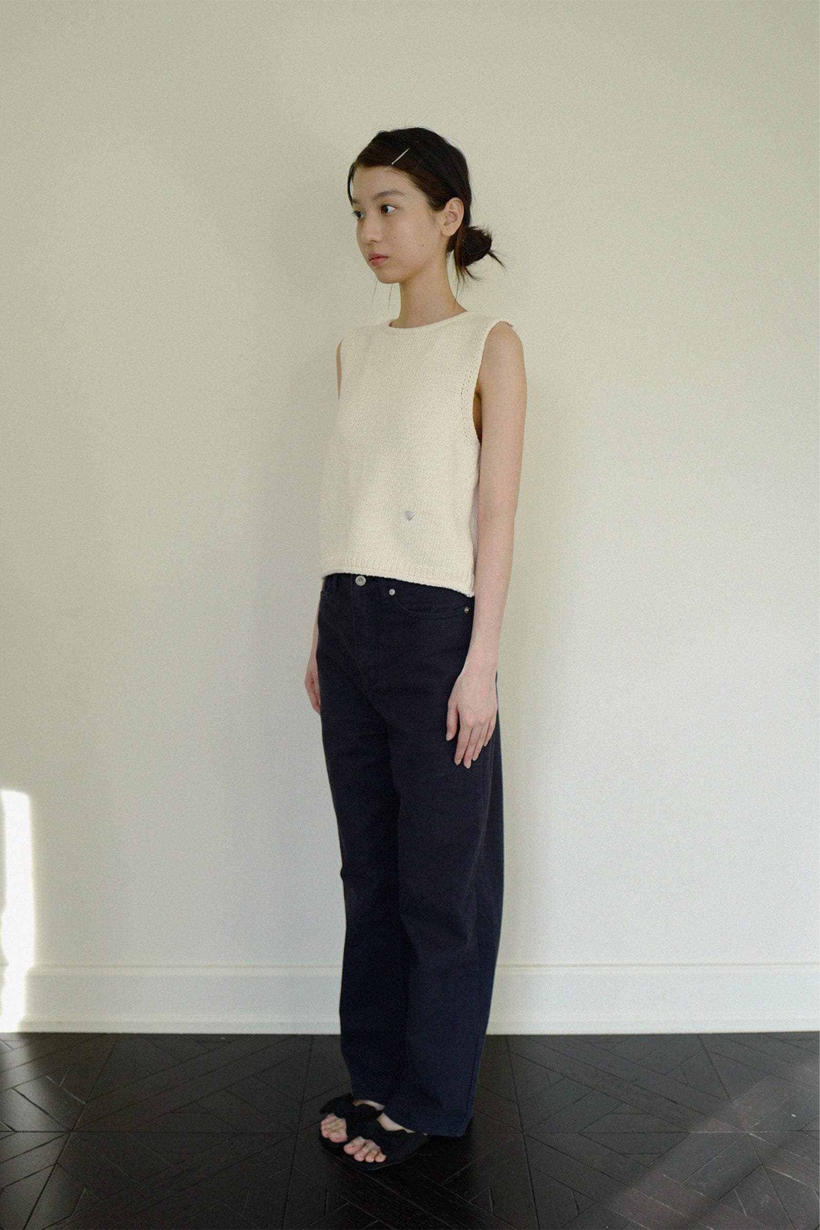 MOUI RIBBON STRAP OPEN VEST _CRÈME