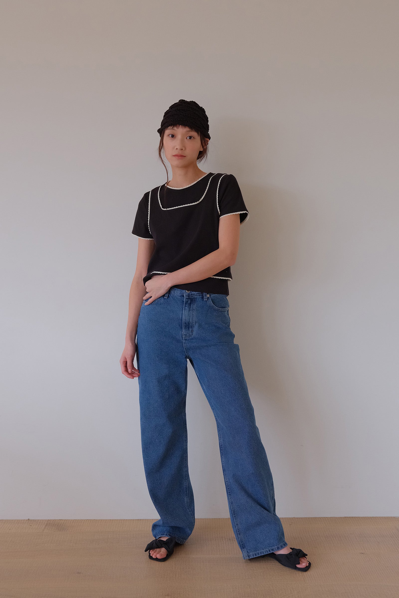 MOUI LAYERED RIBBED T SET _NOIR