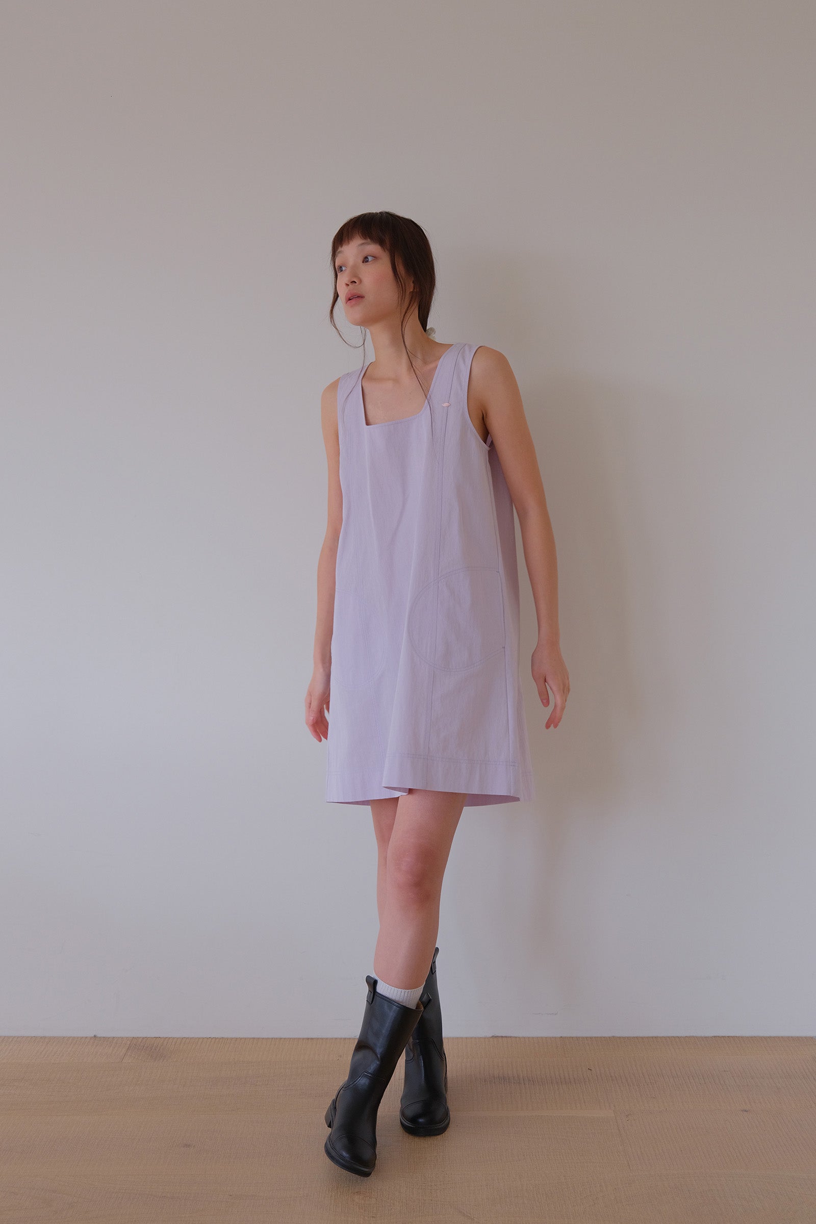 MOUI PASTEL STITCH MINI DRESS _PALE PURPLE