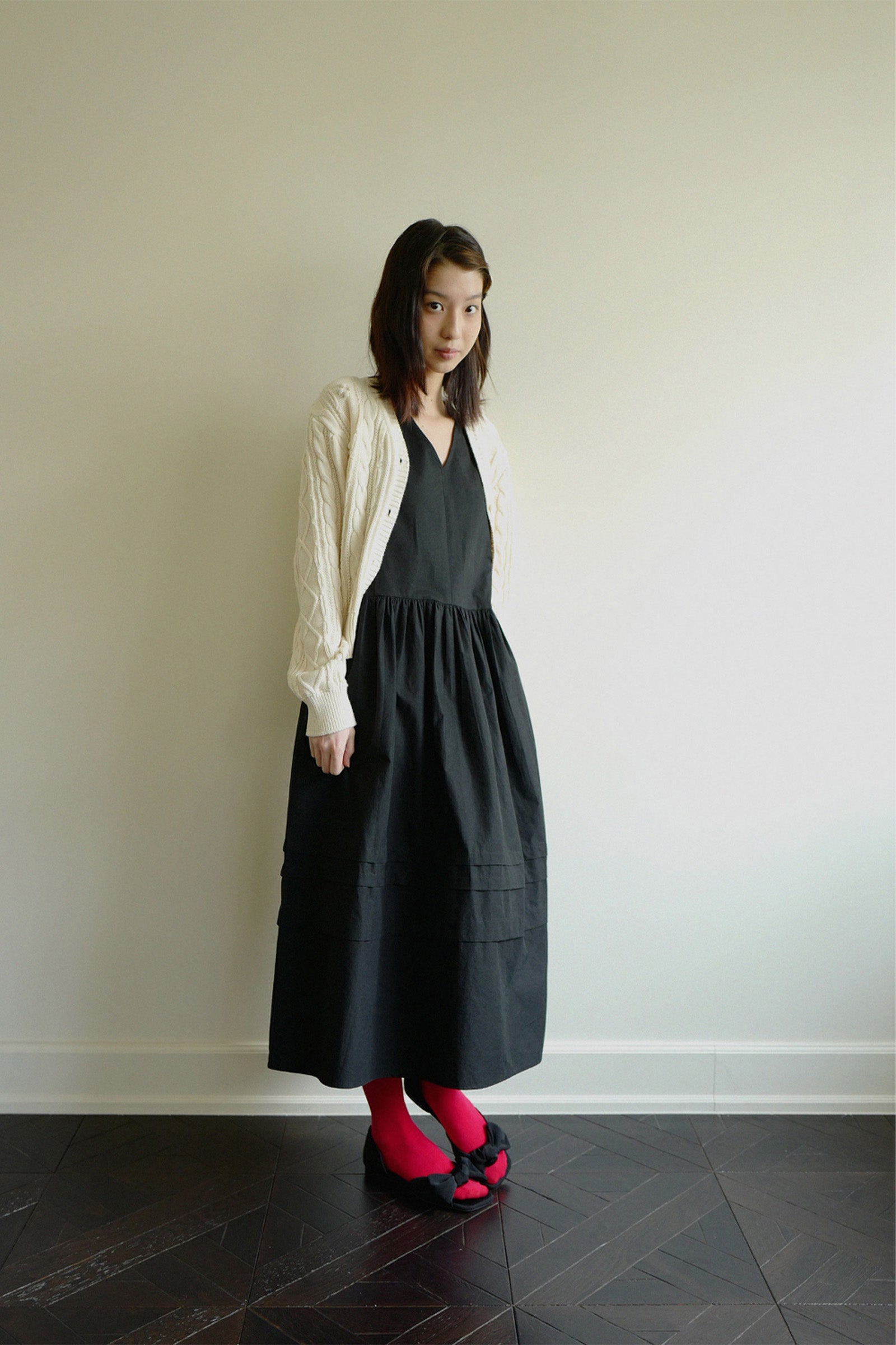 MOUI ROSY MAXY SHIRRING DRESS _NOIR