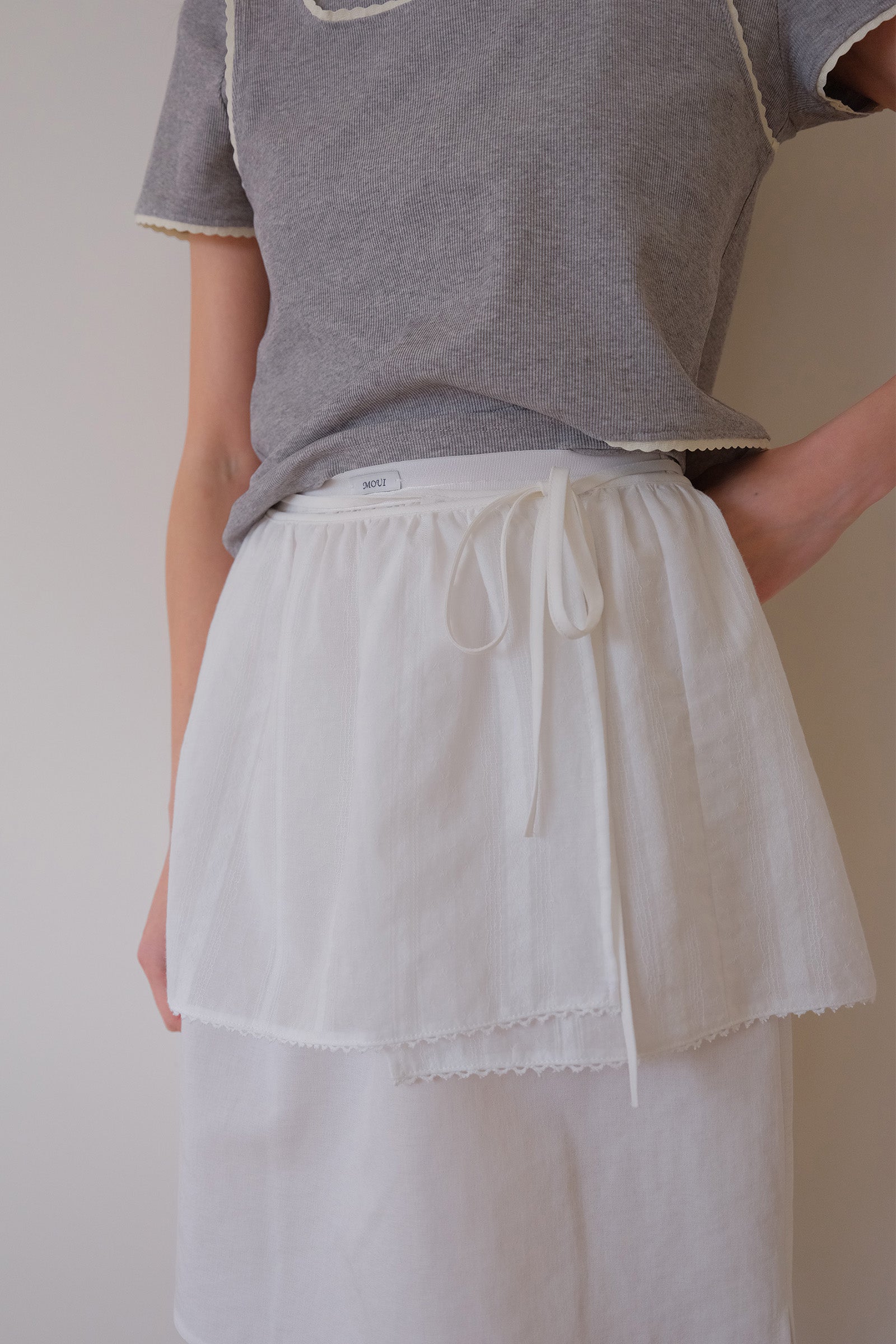 MOUI LAYERED WRAP SKIRT SET _OFF WHITE