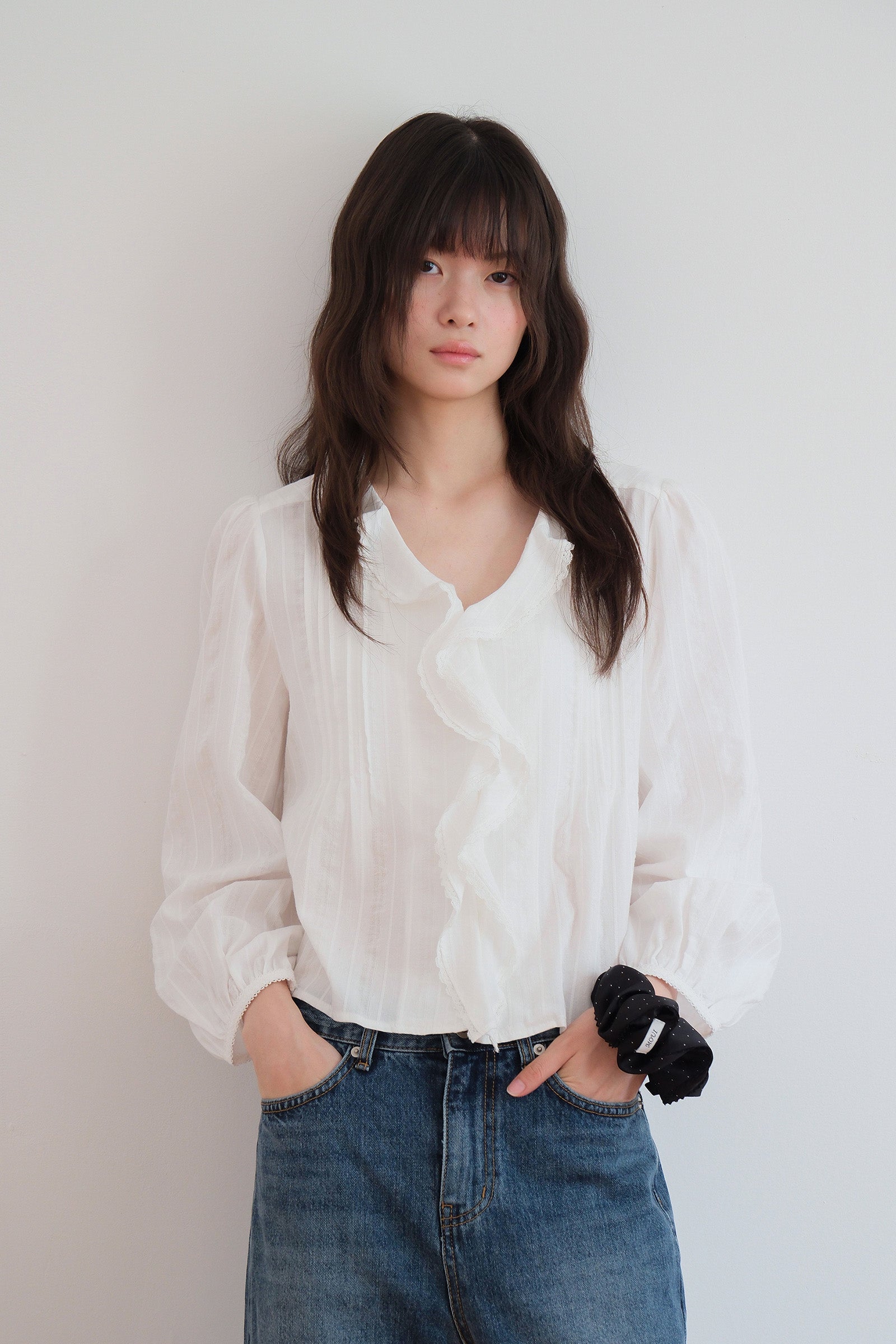 RUFFLE LACE BLOUSE_WHITE