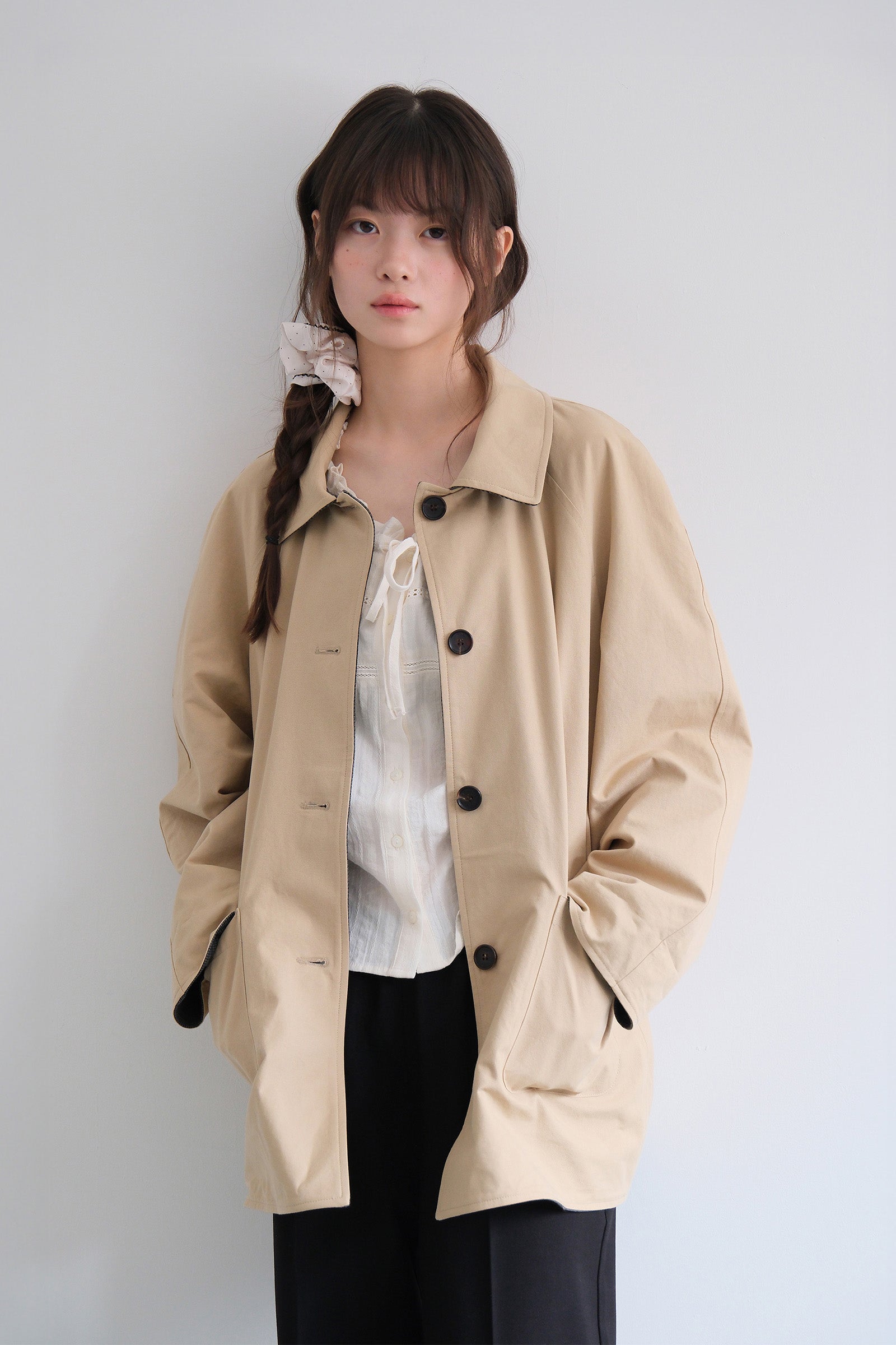 REVERSIBLE HALF COAT_BEIGE
