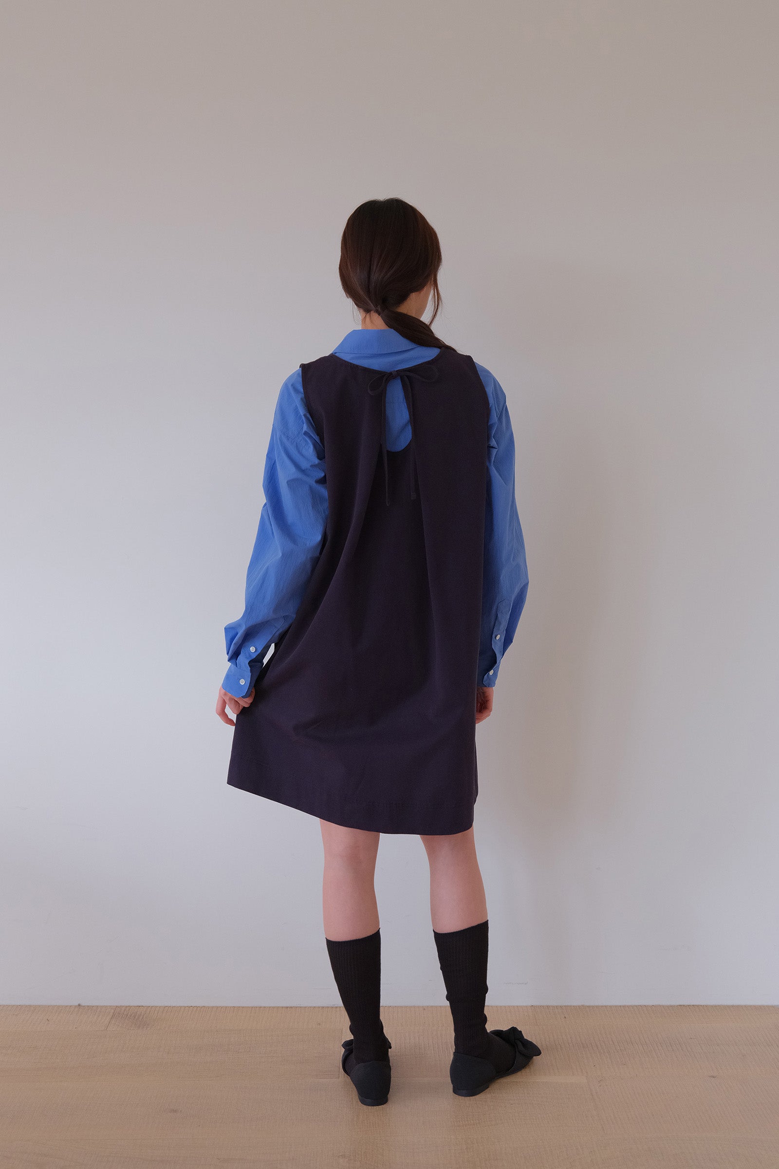 MOUI PASTEL STITCH MINI DRESS _NAVY