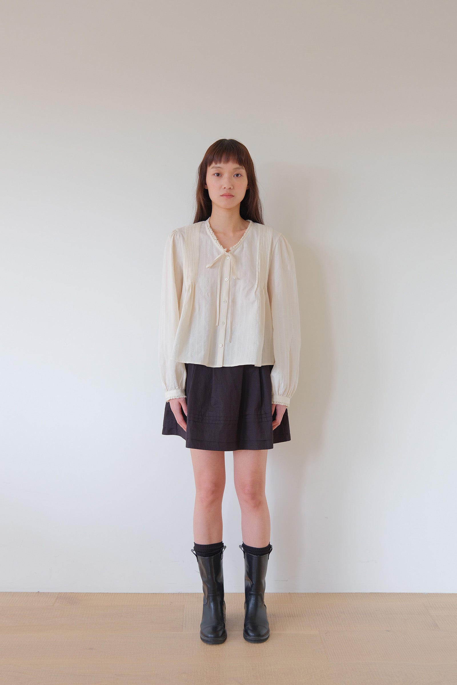 MOUI JANE PINTUCK LACE BLOUSE _CRÈME