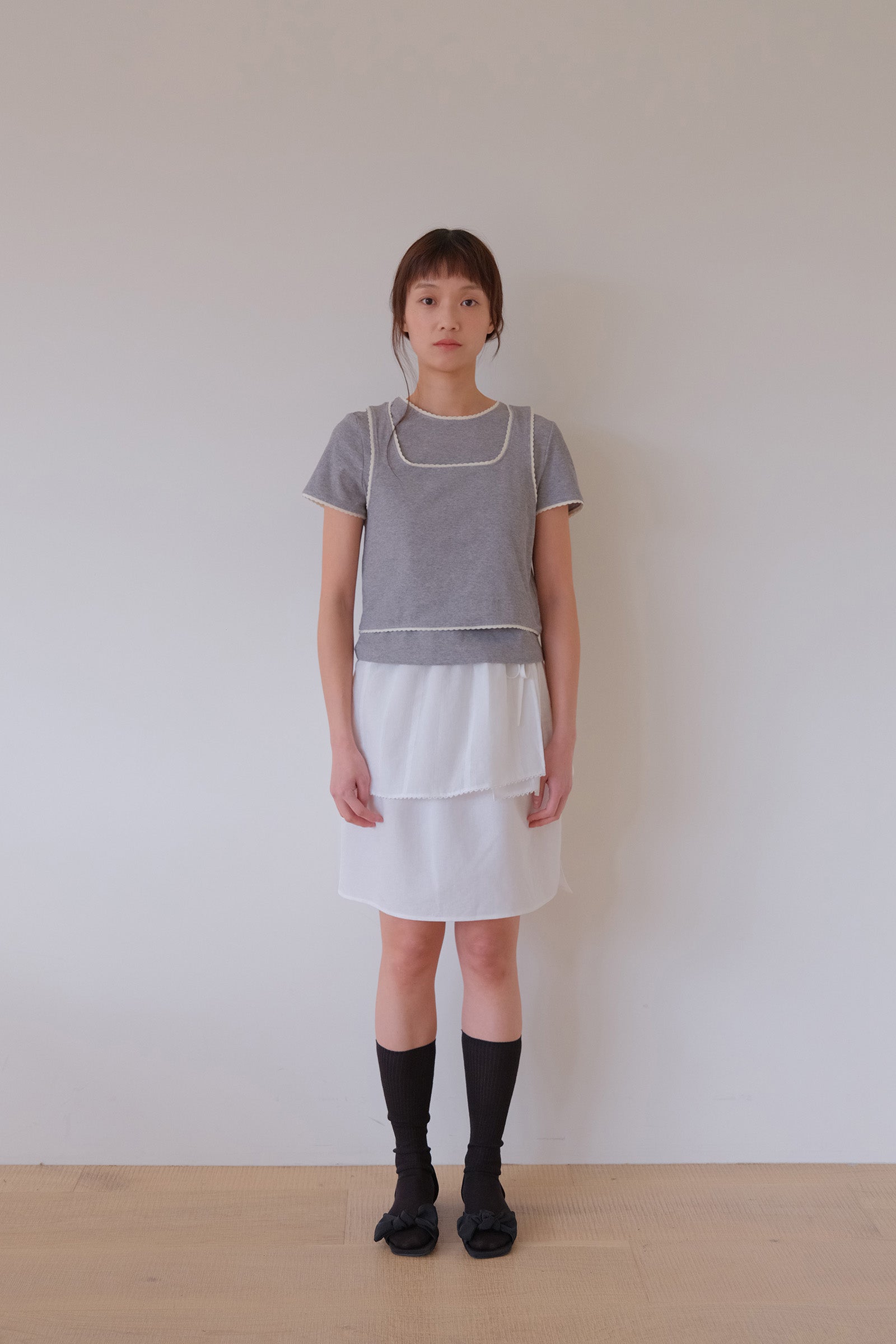 MOUI LAYERED RIBBED T SET _GRIS