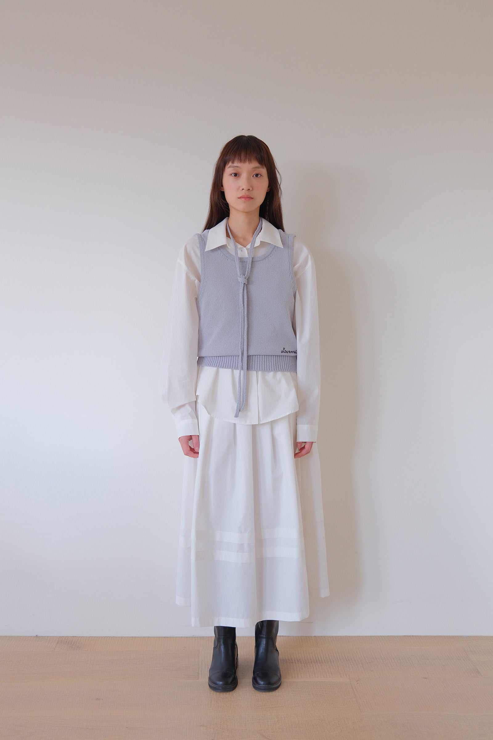 MOUI STRAP TIE KNIT VEST _BLEU GRIS