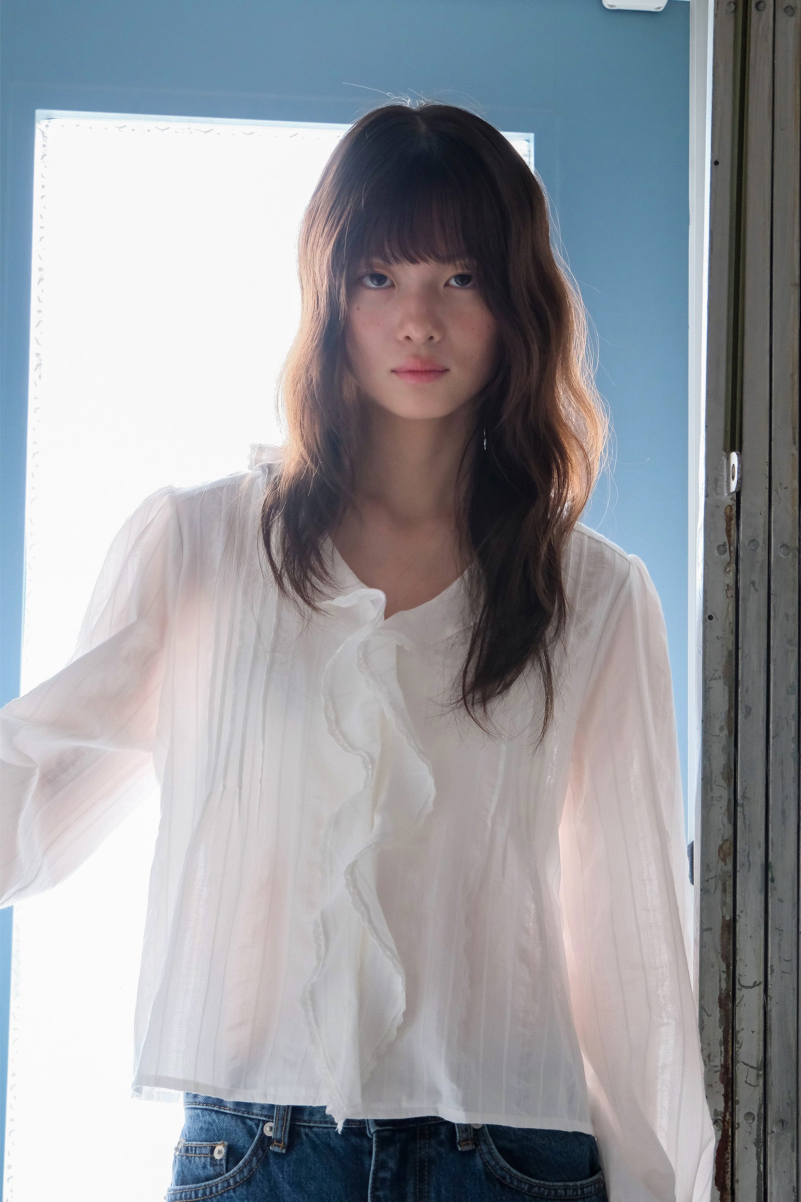 RUFFLE LACE BLOUSE_WHITE