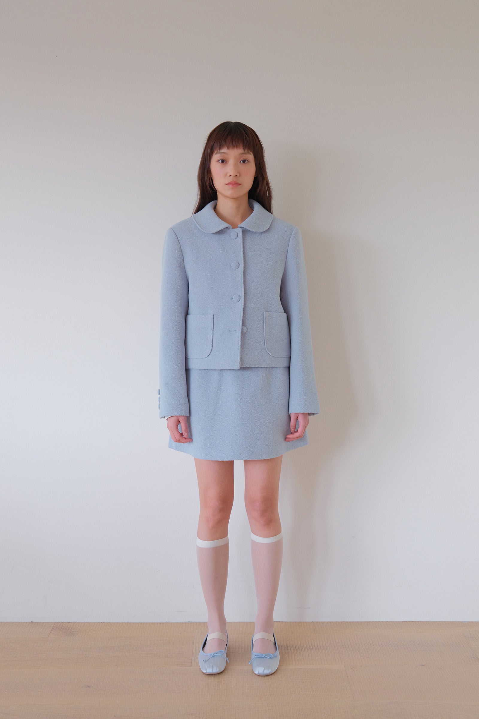 MOUI BOUCLE TWEED SKIRT _BLEU CIEL
