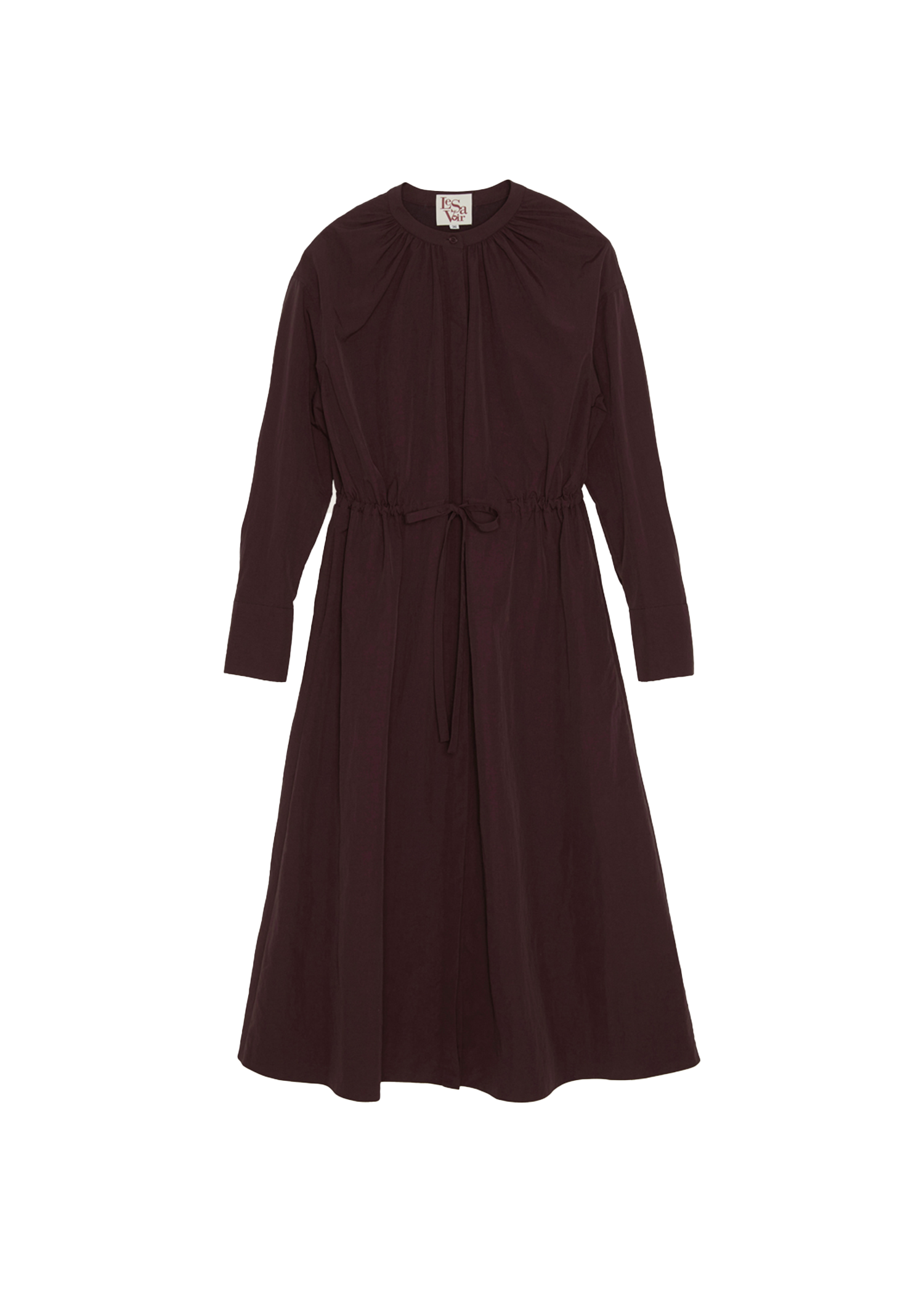 SHIRRING SHIRT DRESS_BURGUNDY