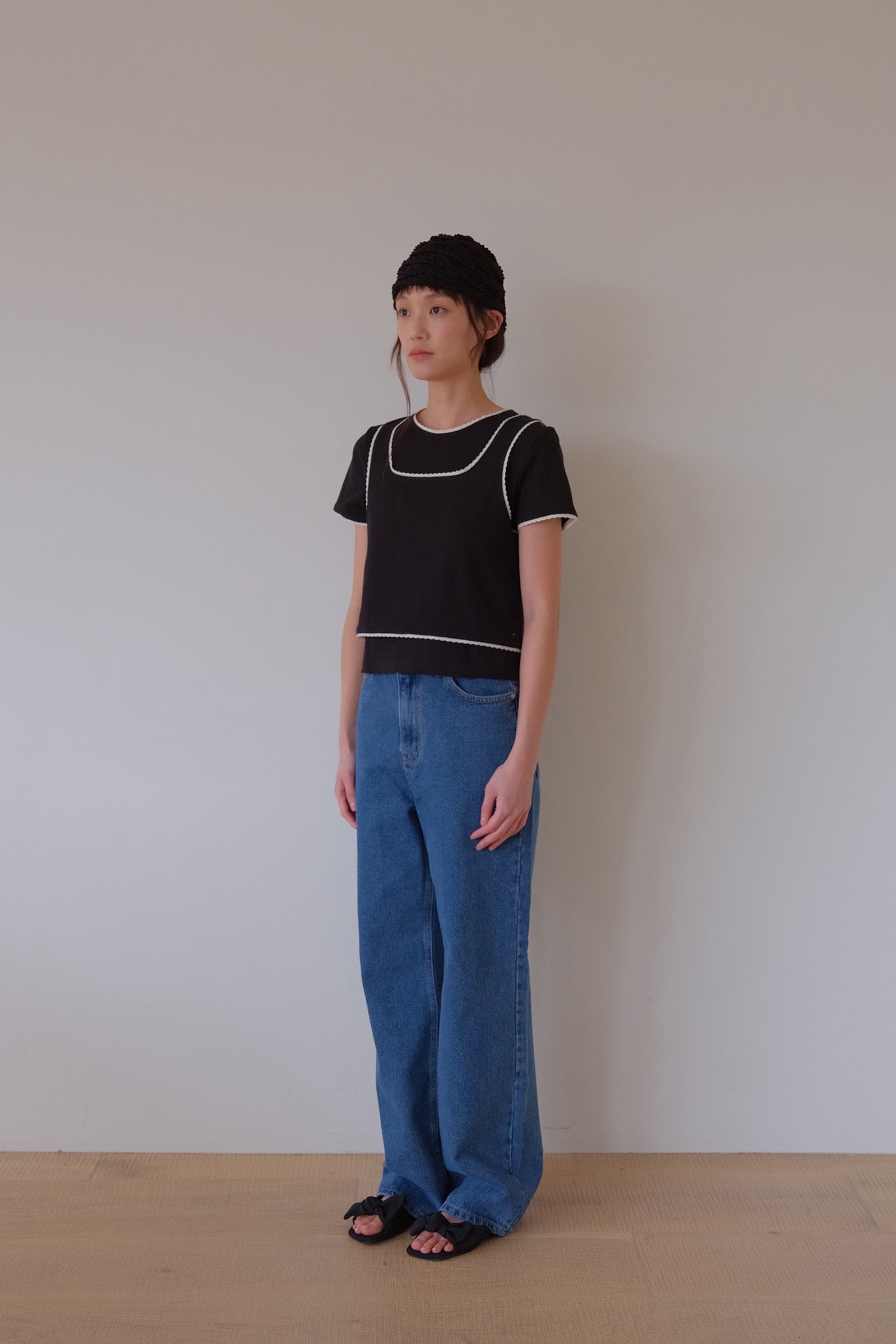 MOUI LAYERED RIBBED T SET _NOIR