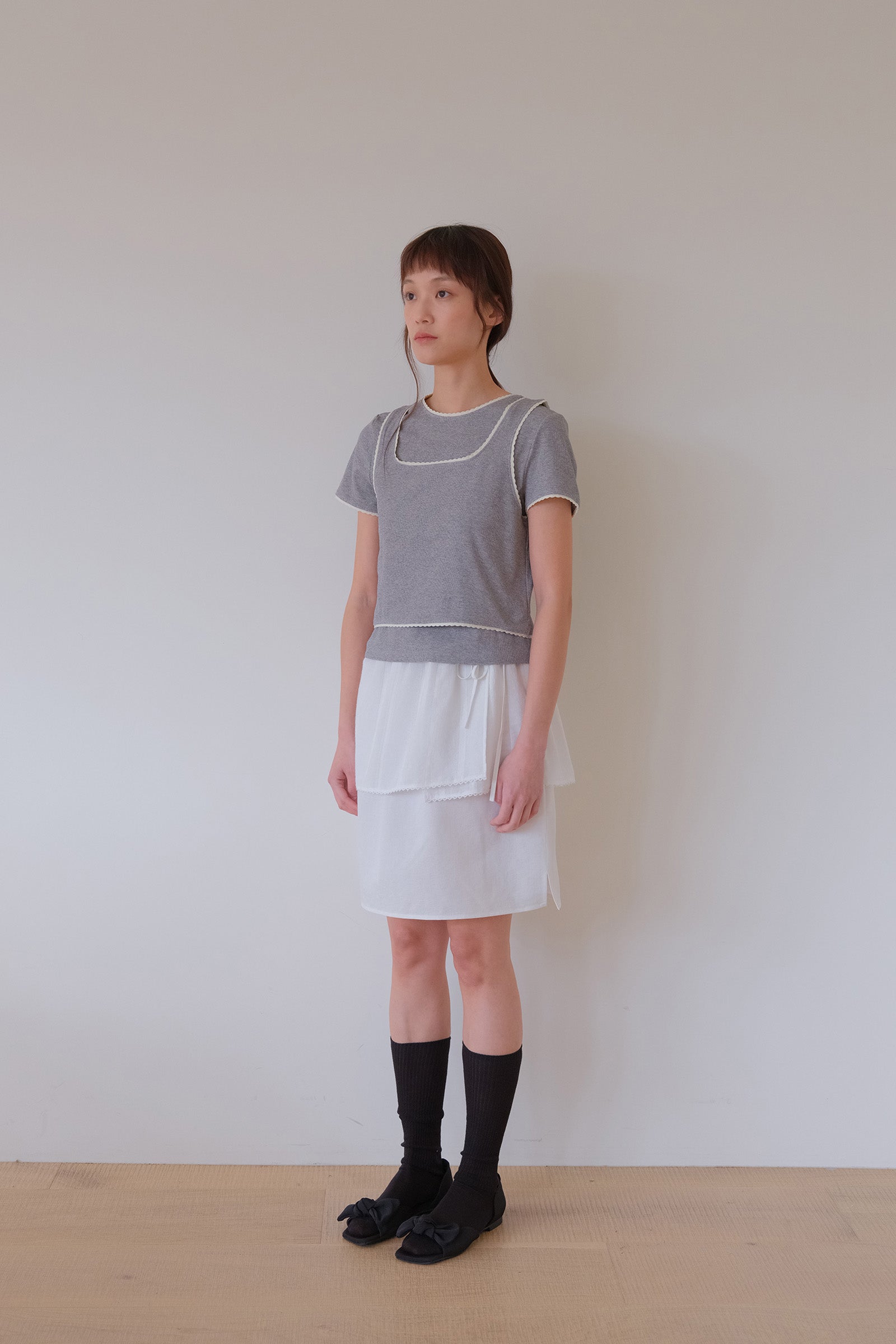 MOUI LAYERED WRAP SKIRT SET _BLANC CASSÉ