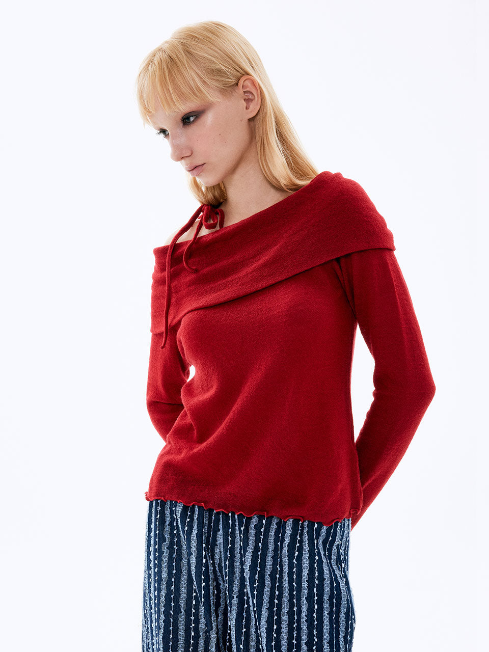 Wool Off-shoulder Top_Rouge