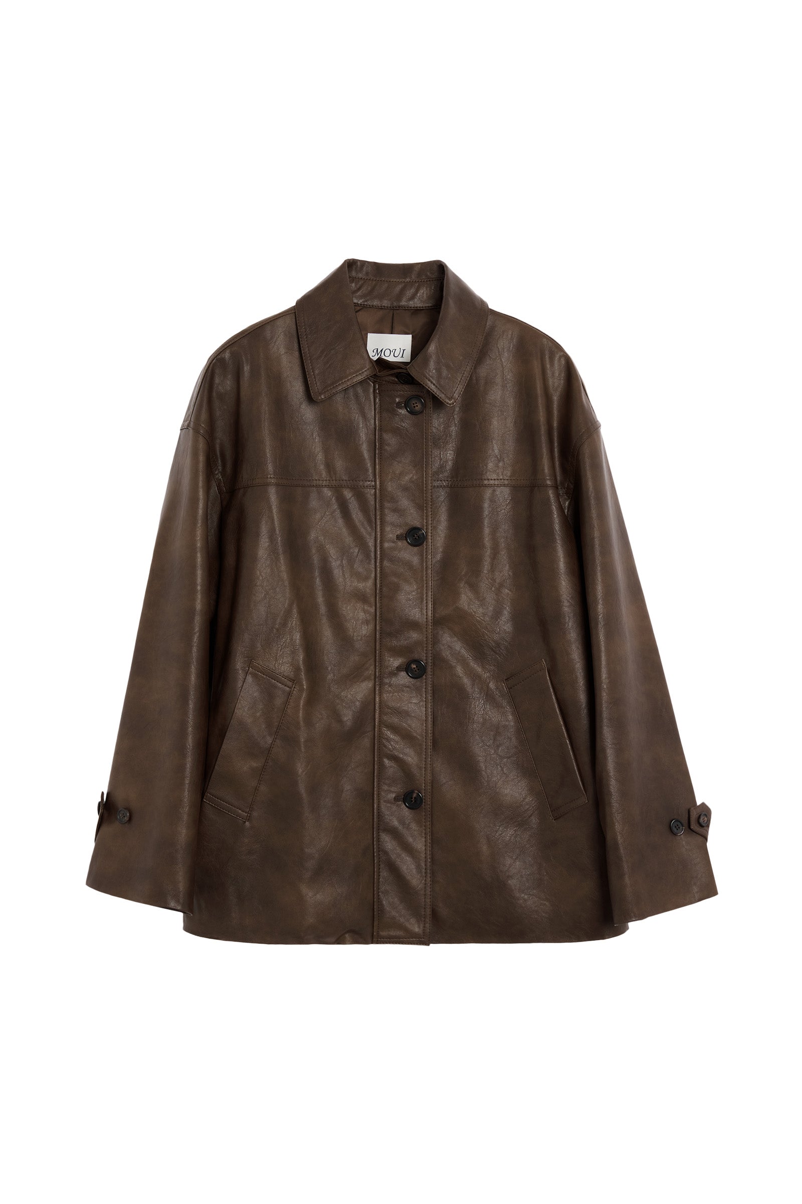 HALF LEATHER JACKET_BROWN