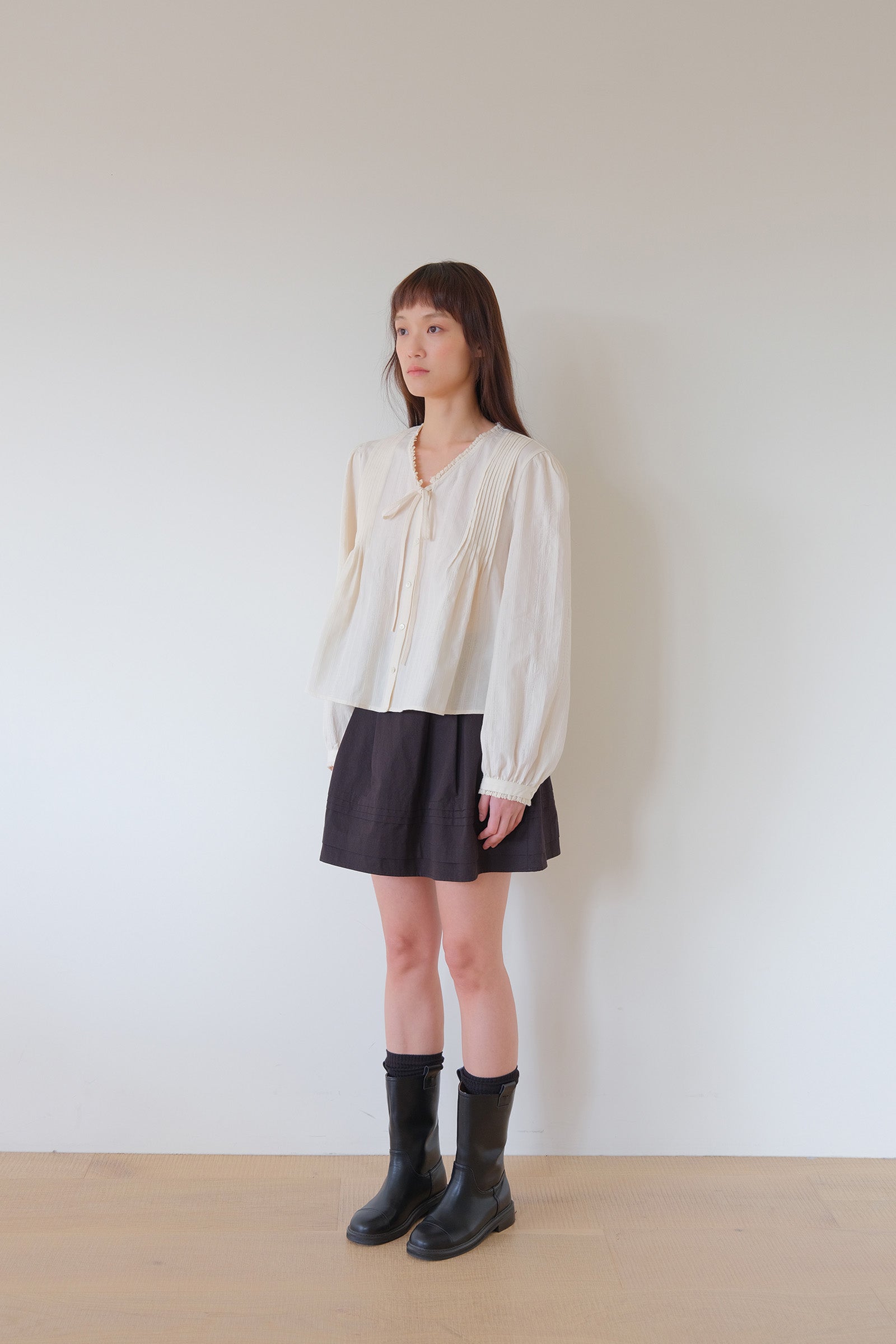 MOUI JANE PINTUCK LACE BLOUSE _CRÈME