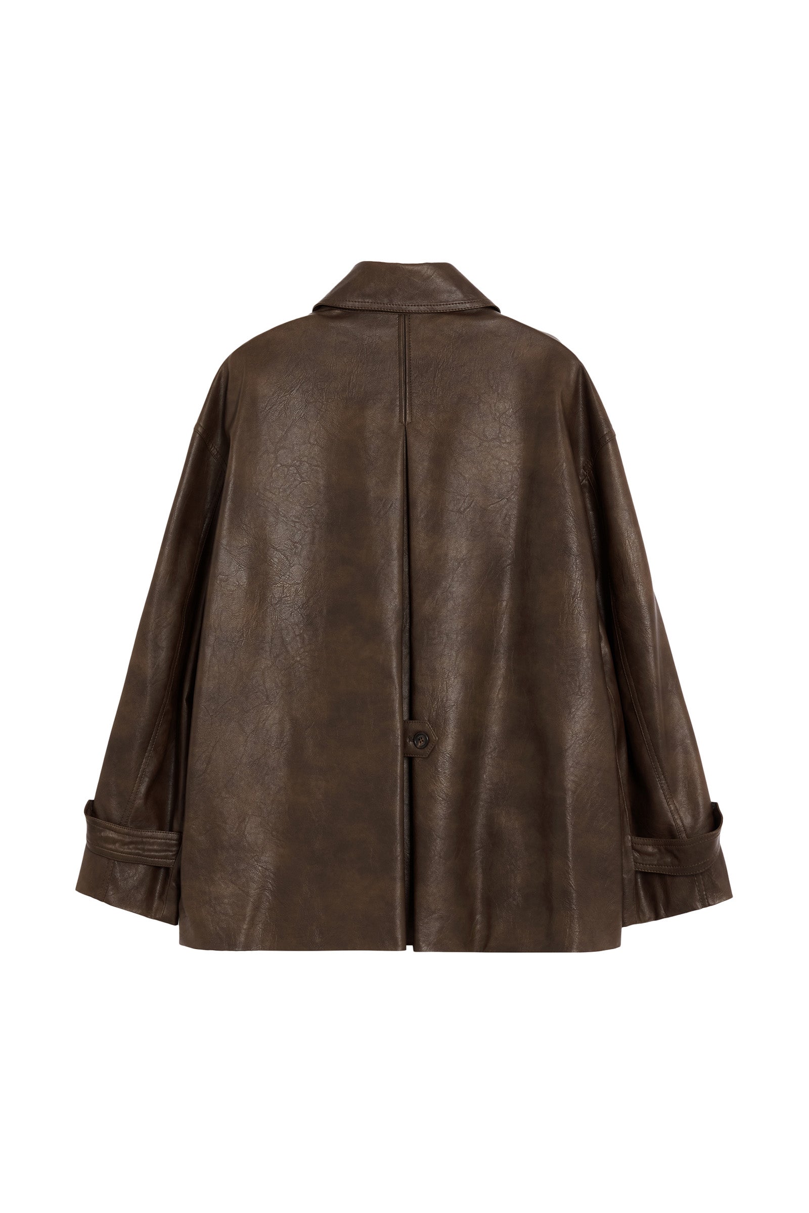 HALF LEATHER JACKET_BROWN