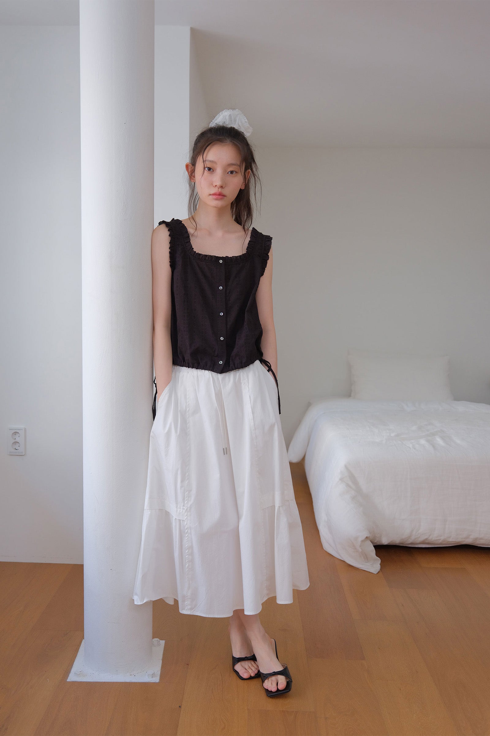 ROA BANDING MAXI SKIRT_WHITE