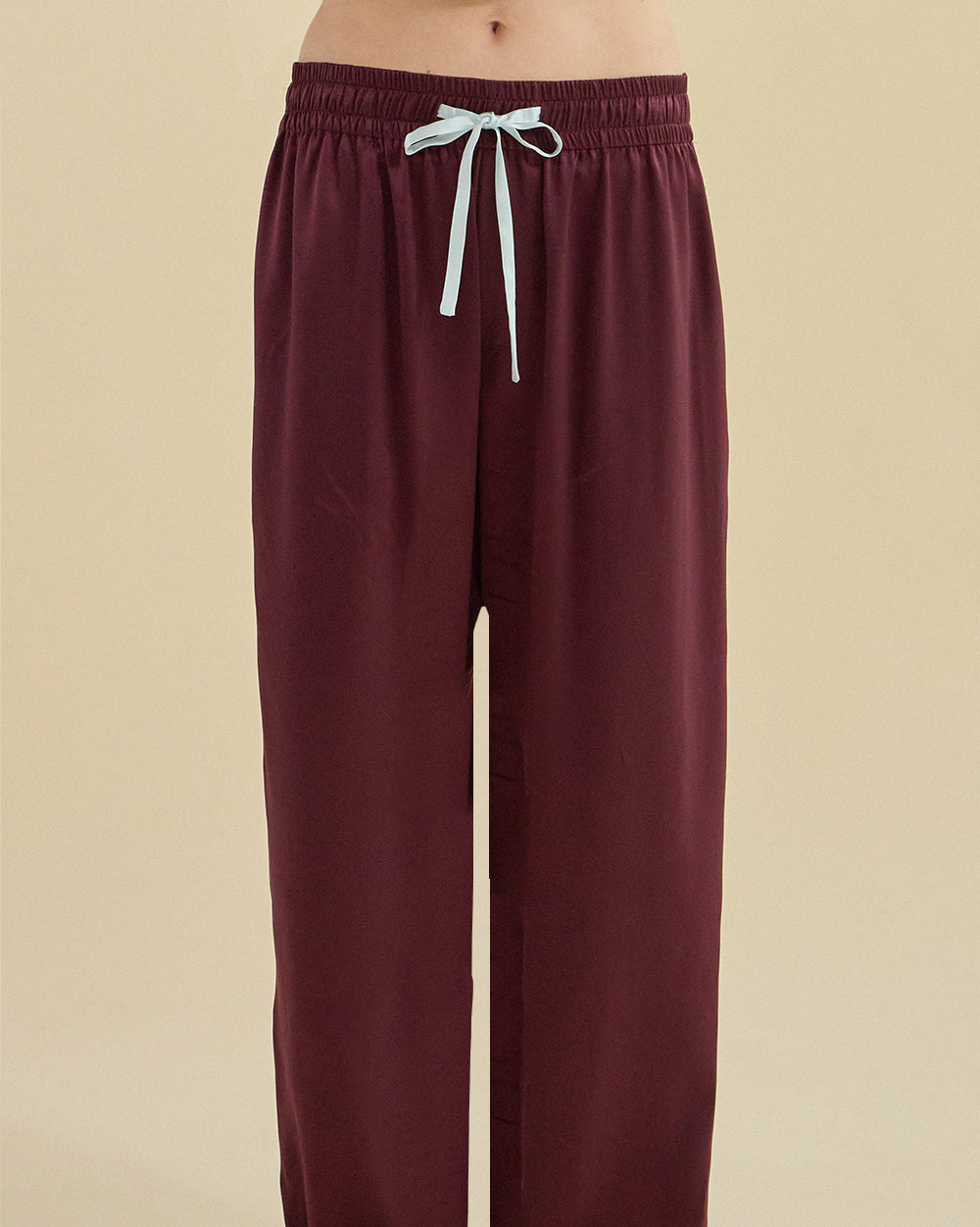 WINE VELVET SILK PAJAMA_BURGUNDY