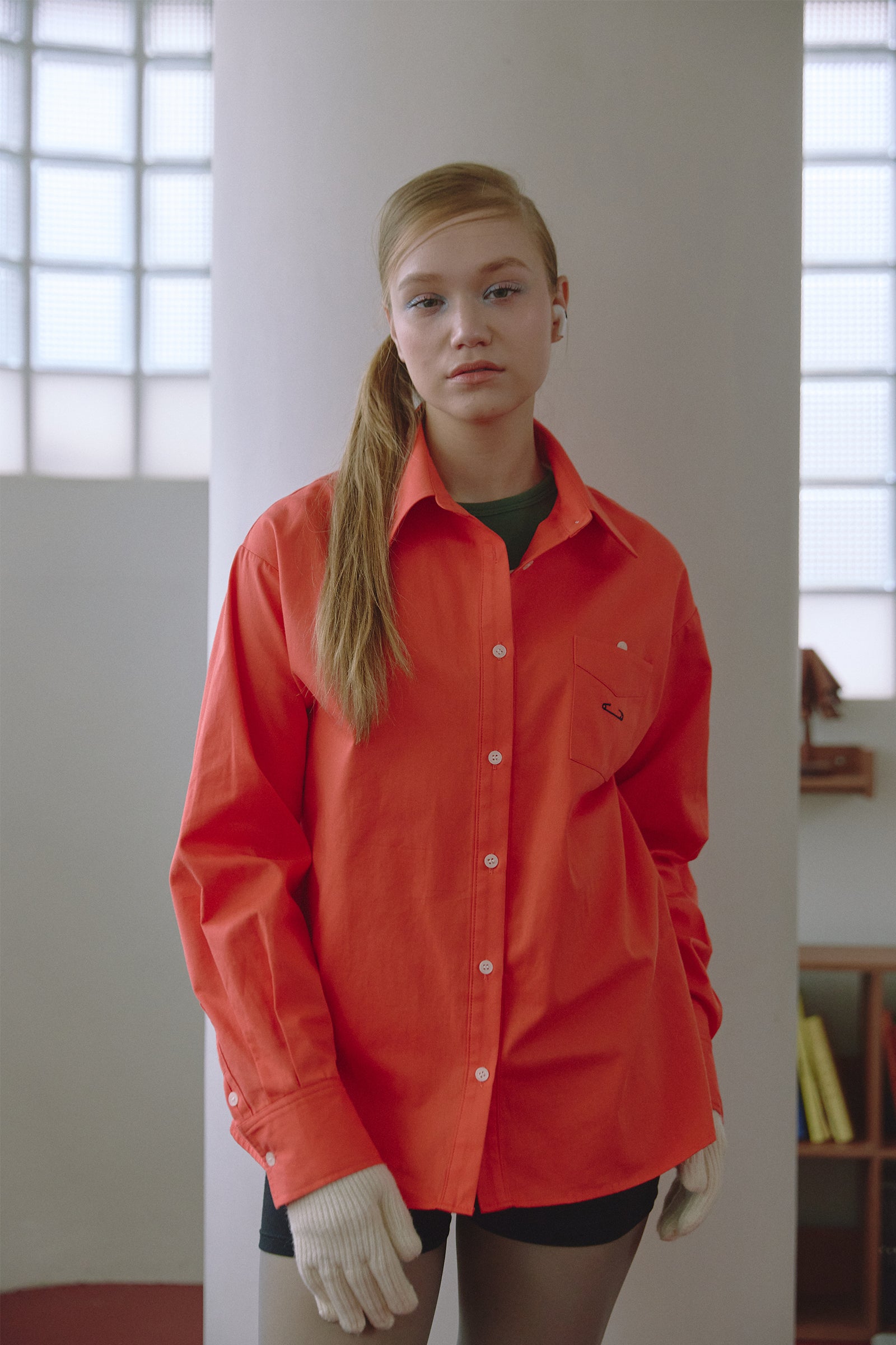 EMBROIDERY CHECK SHIRT_ROUGE PROFOND