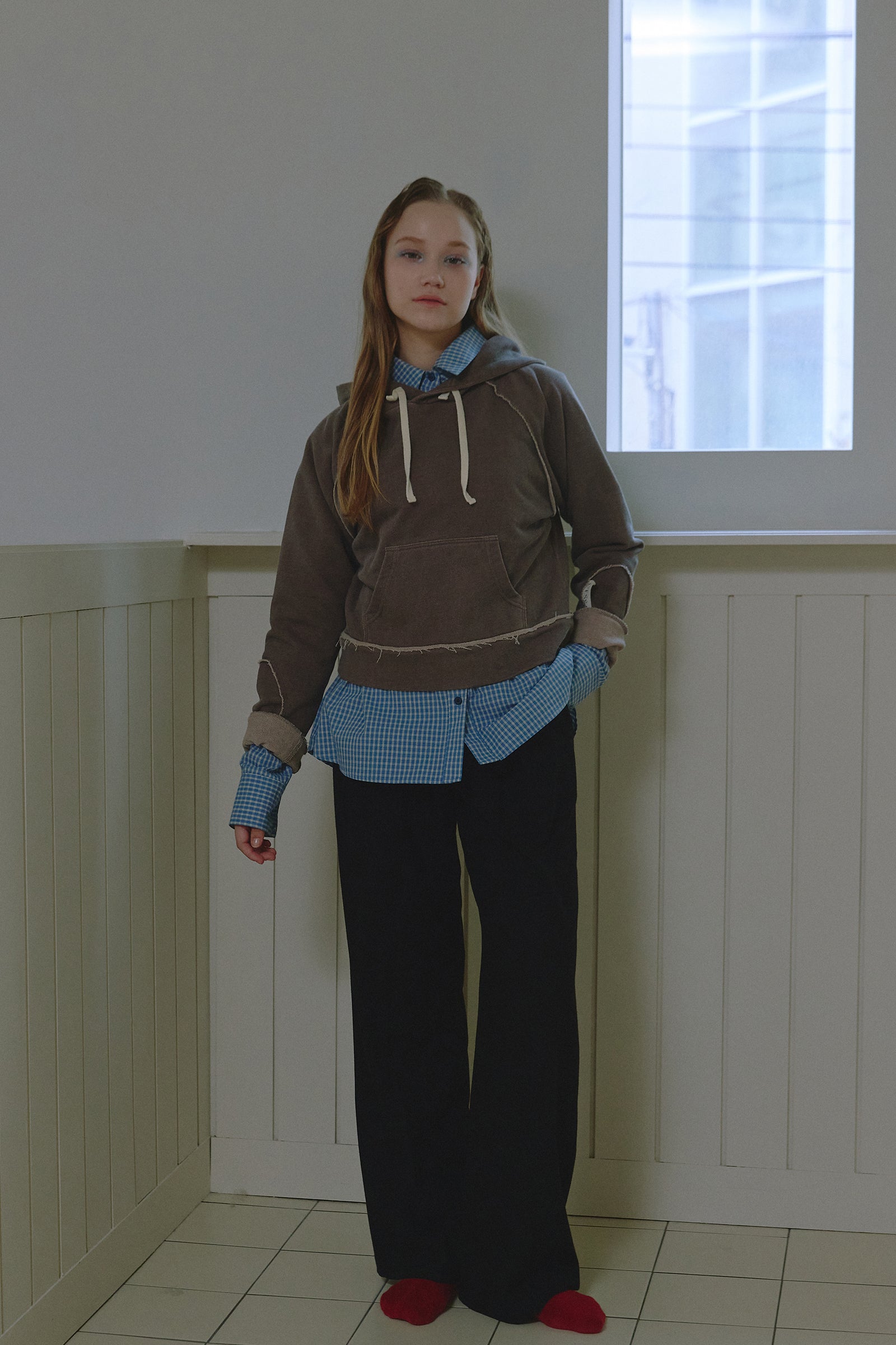 PIGMENT RAGLAN CROPPED HOODIE_MARRON