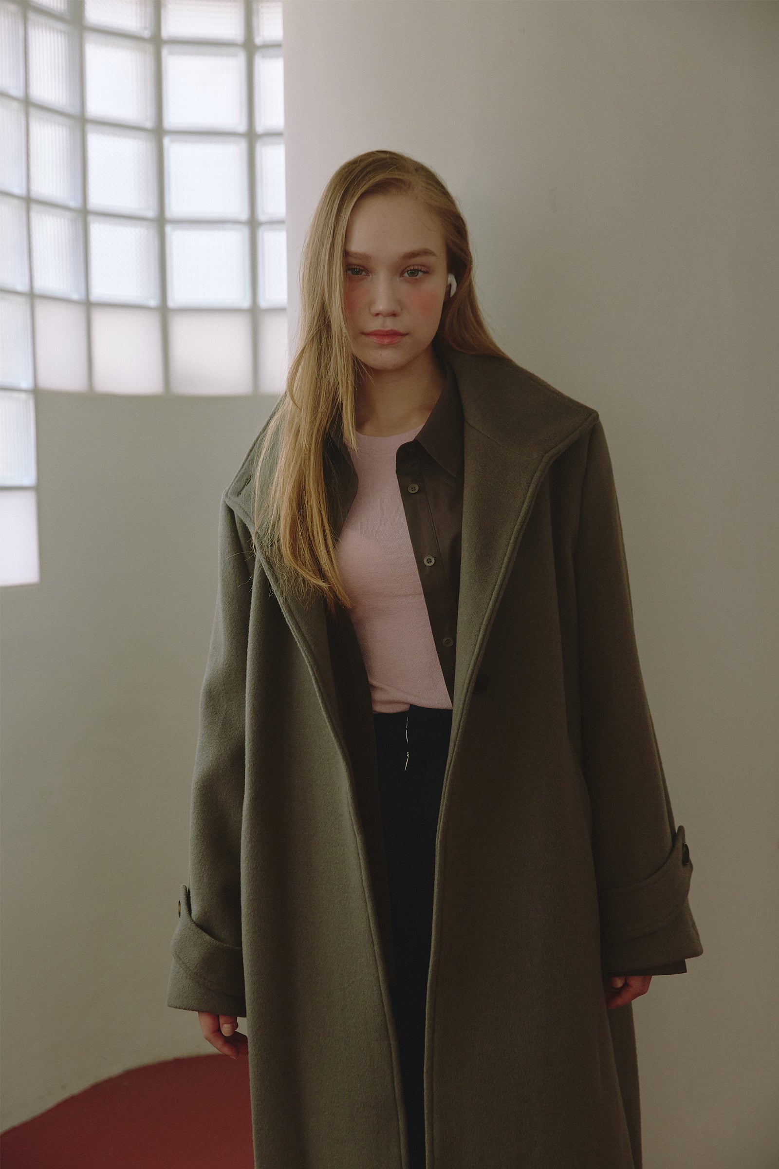 HIGH-NECK CASHMERE BLEND CLASSIC COAT_BLACK