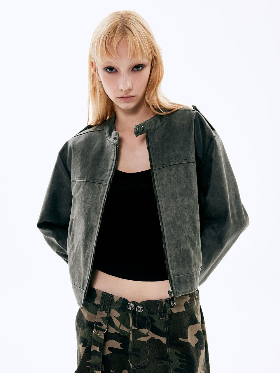 Suede Biker Jacket_Charbon