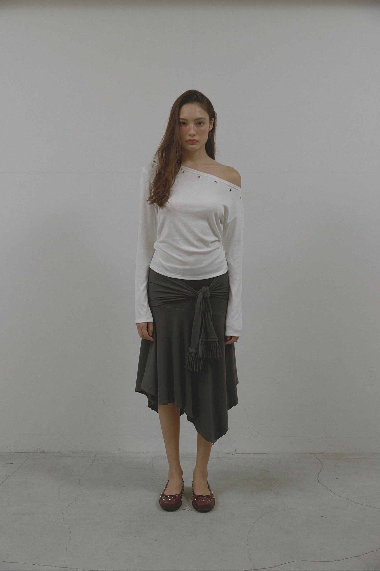 UNBALANCE HOOL SKIRT_NAVY