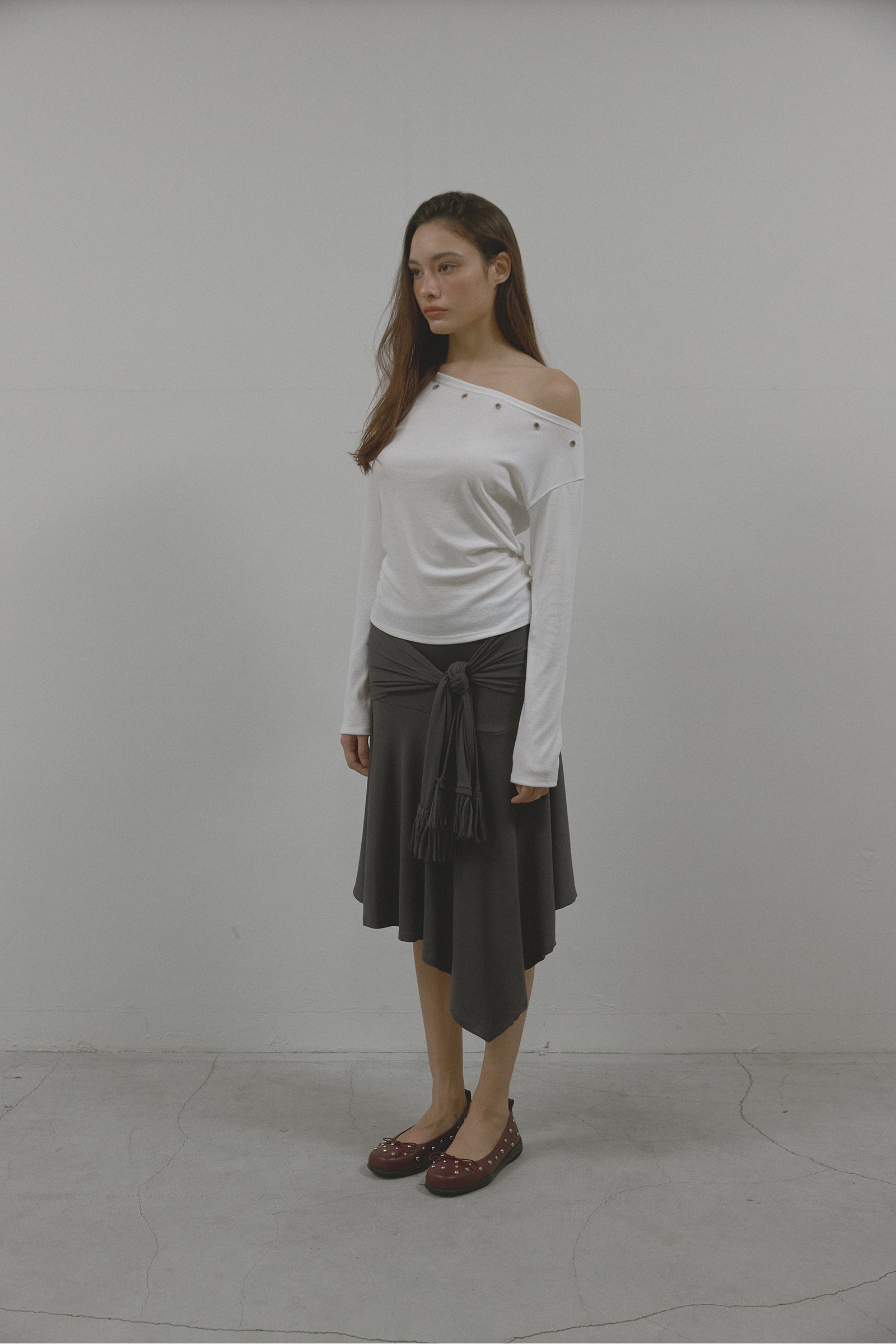 UNBALANCE HOOL SKIRT_NAVY