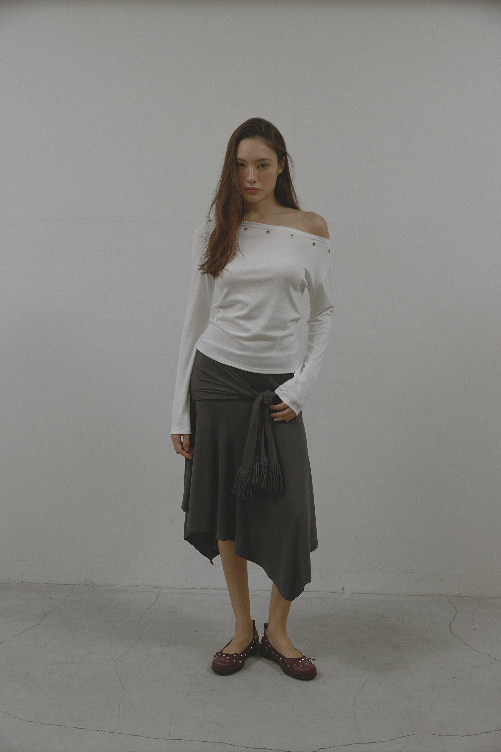UNBALANCE HOOL SKIRT_NAVY