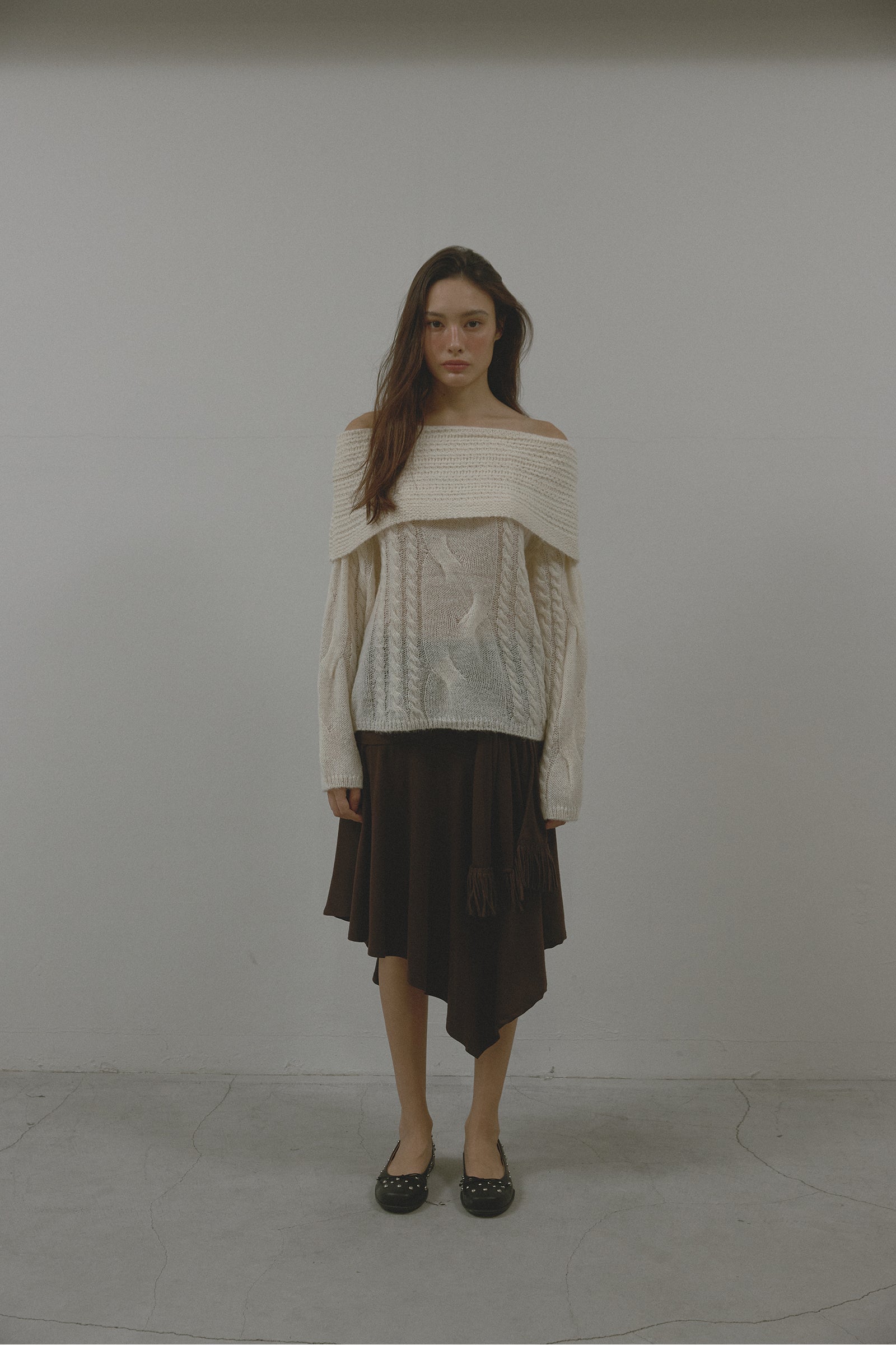 ALPACA TWIST OFF SHOULDER KNIT_IVORY