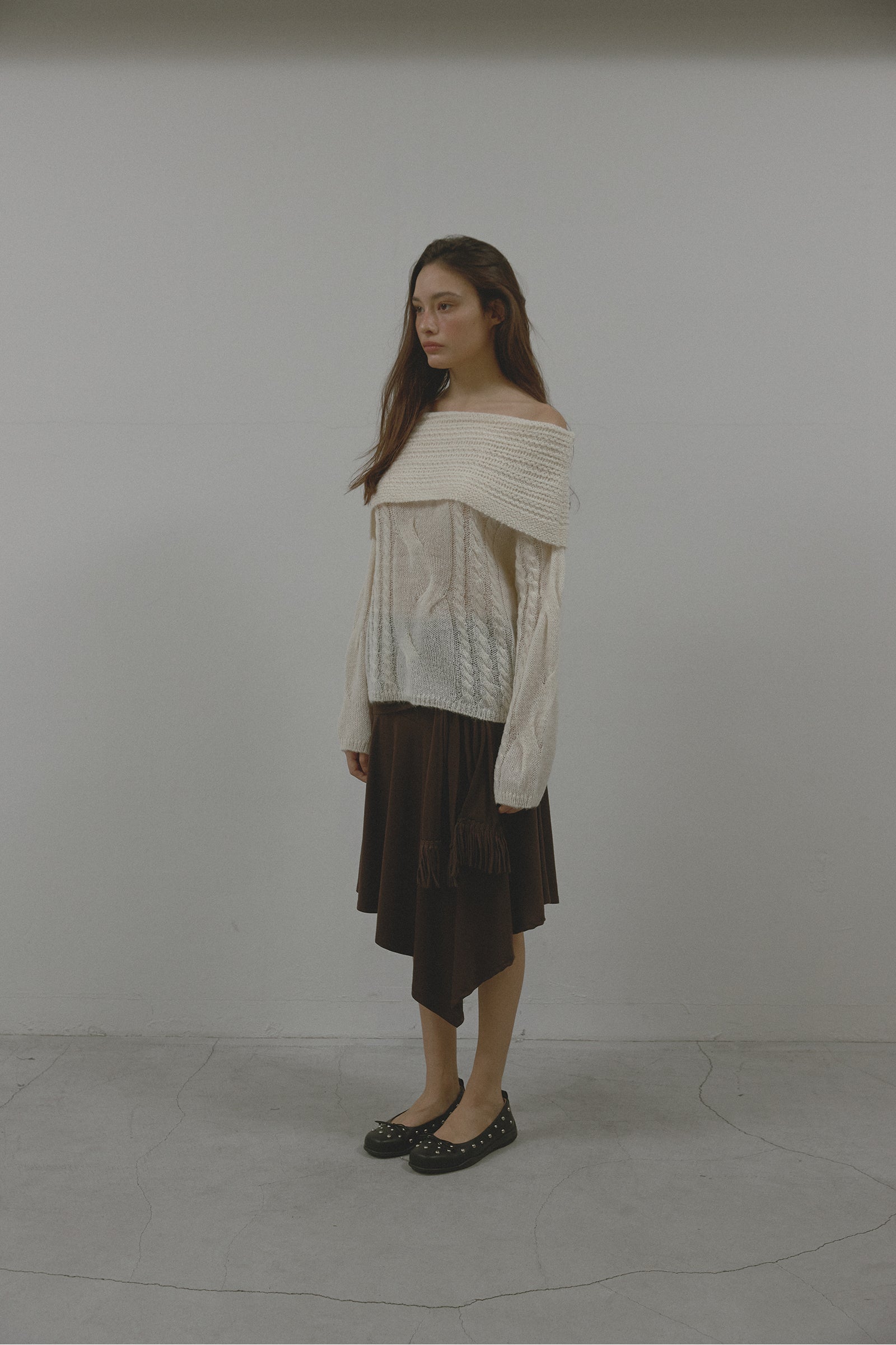 ALPACA TWIST OFF SHOULDER KNIT_IVORY