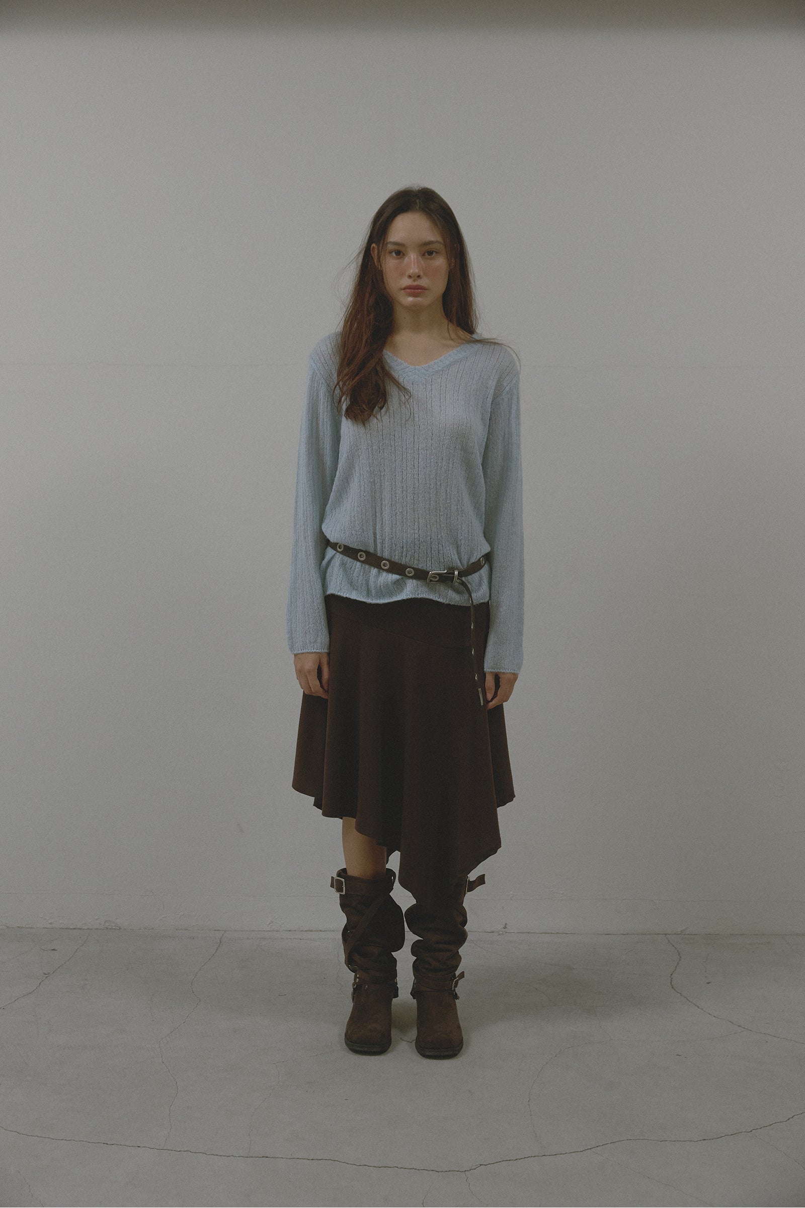 V-NECK GOLGI KNIT_SKY BLUE