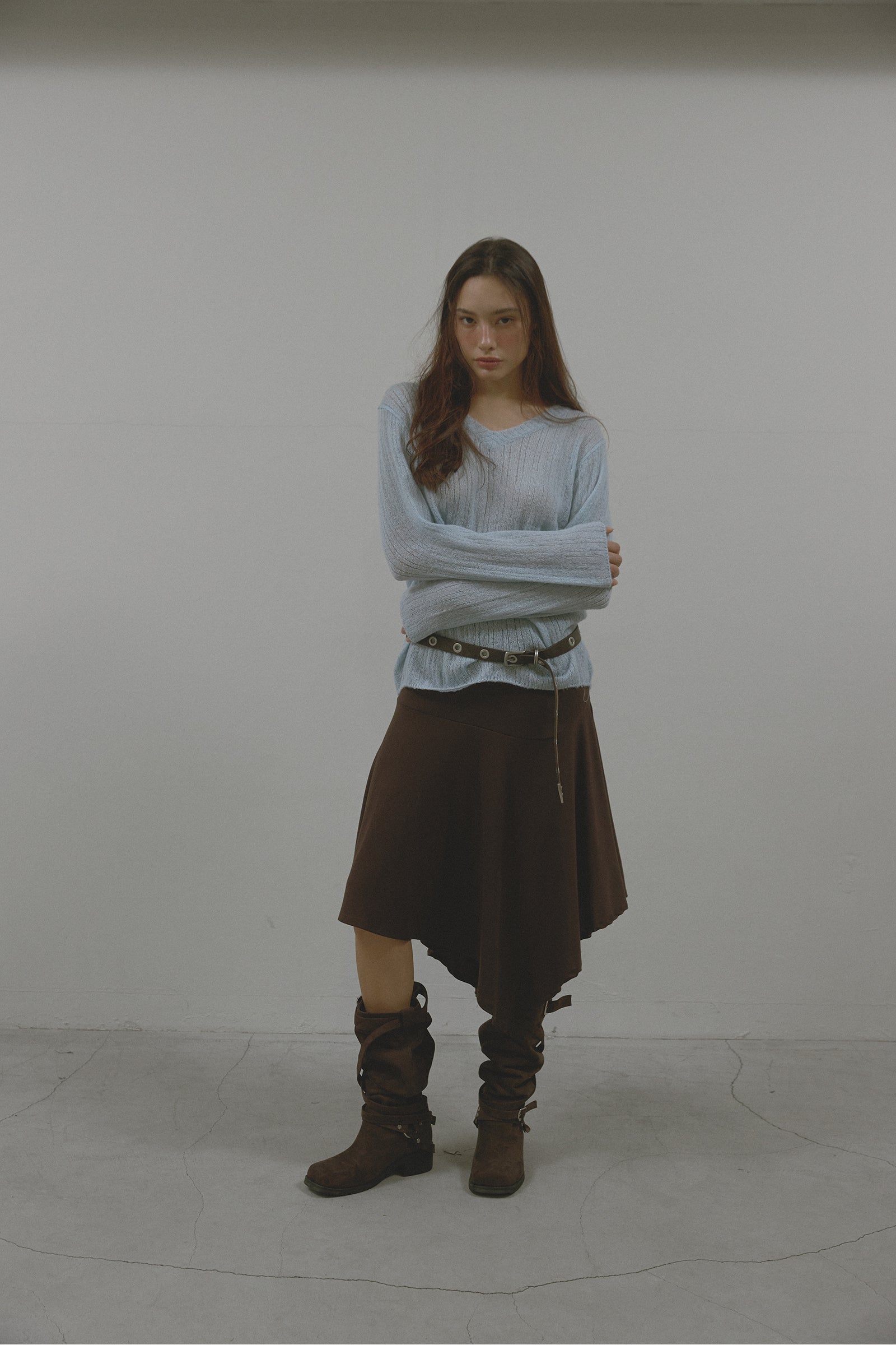 V-NECK GOLGI KNIT_SKY BLUE