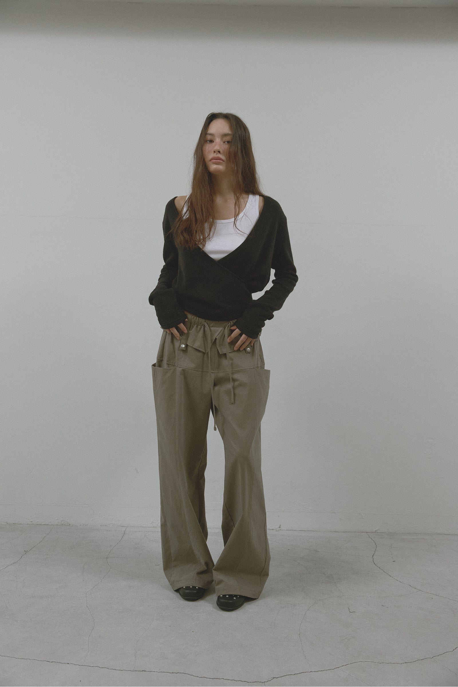 SOFT WRAP KNIT T_BLACK
