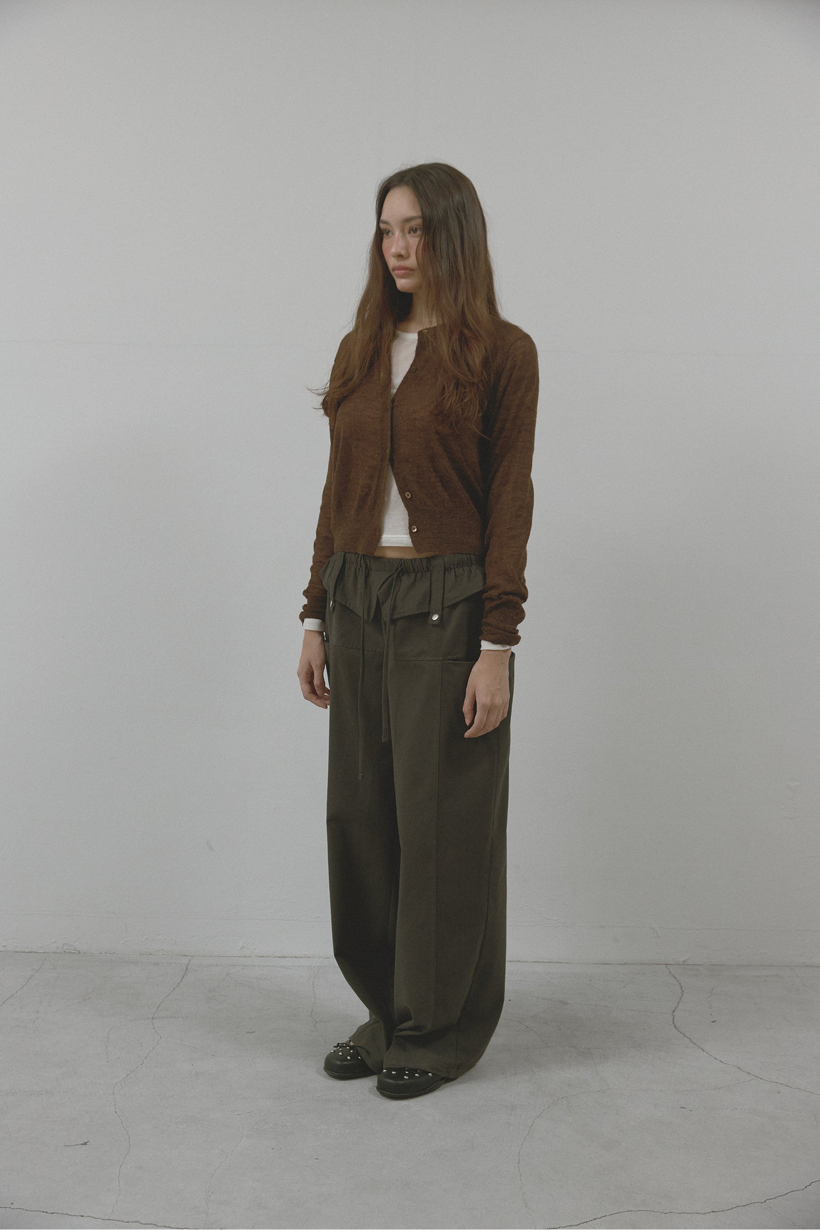 MOHAIR WOOL CARDIGAN_BROWN
