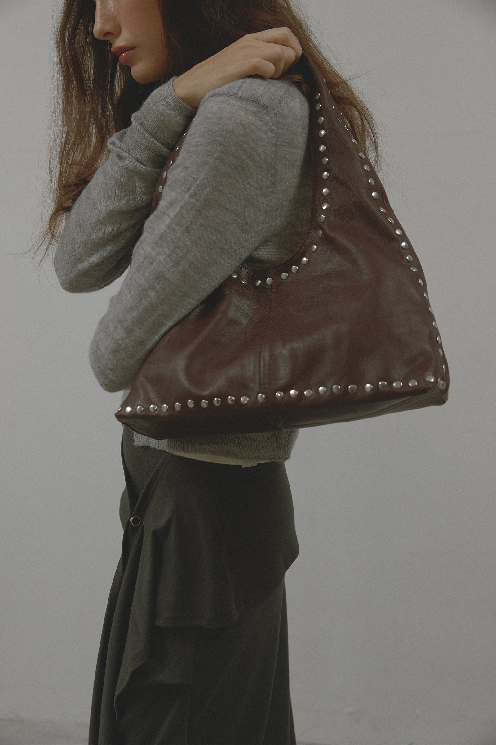 LEATHER BOHO STUD BAG_BURGUNDY