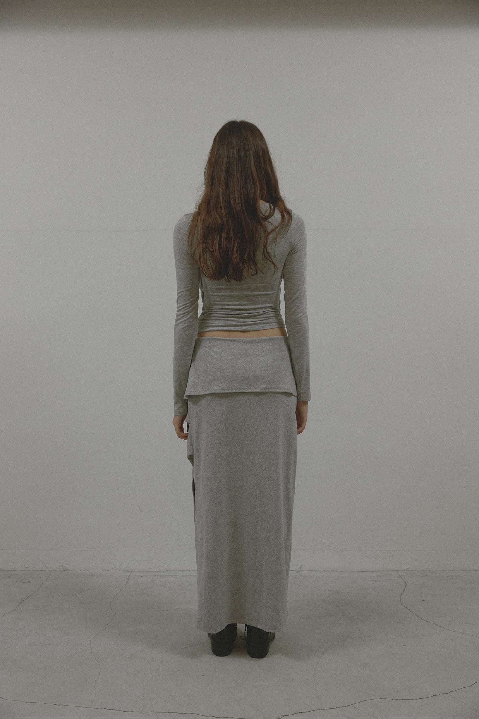 LAYERED COWL T_MELANGE GREY